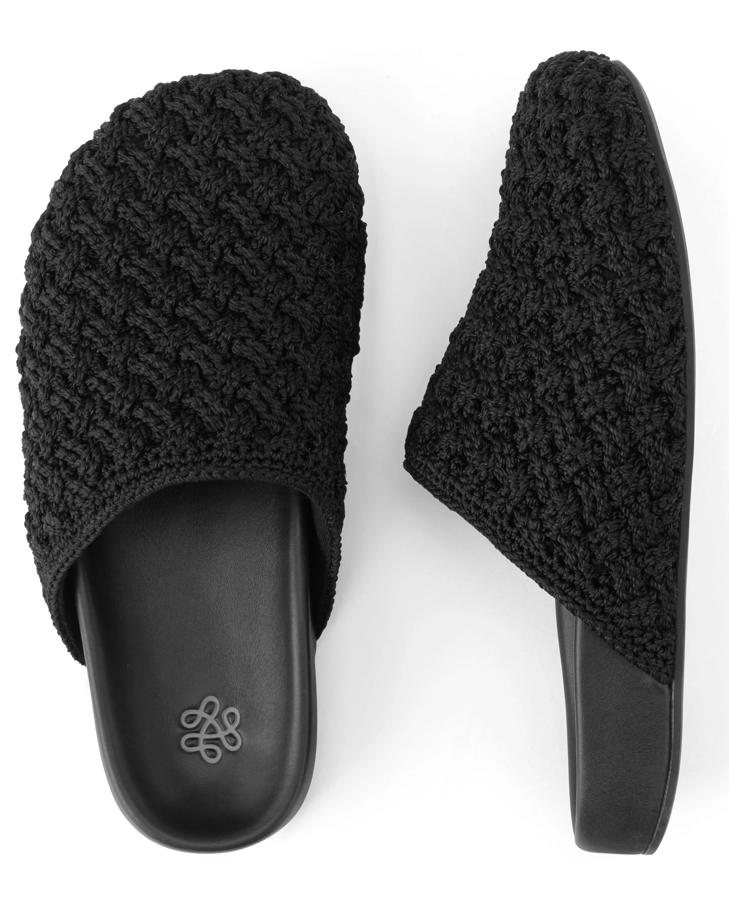 Bolinas Clog - Hand Crochet - Black Cozy Weave - Mycitystee