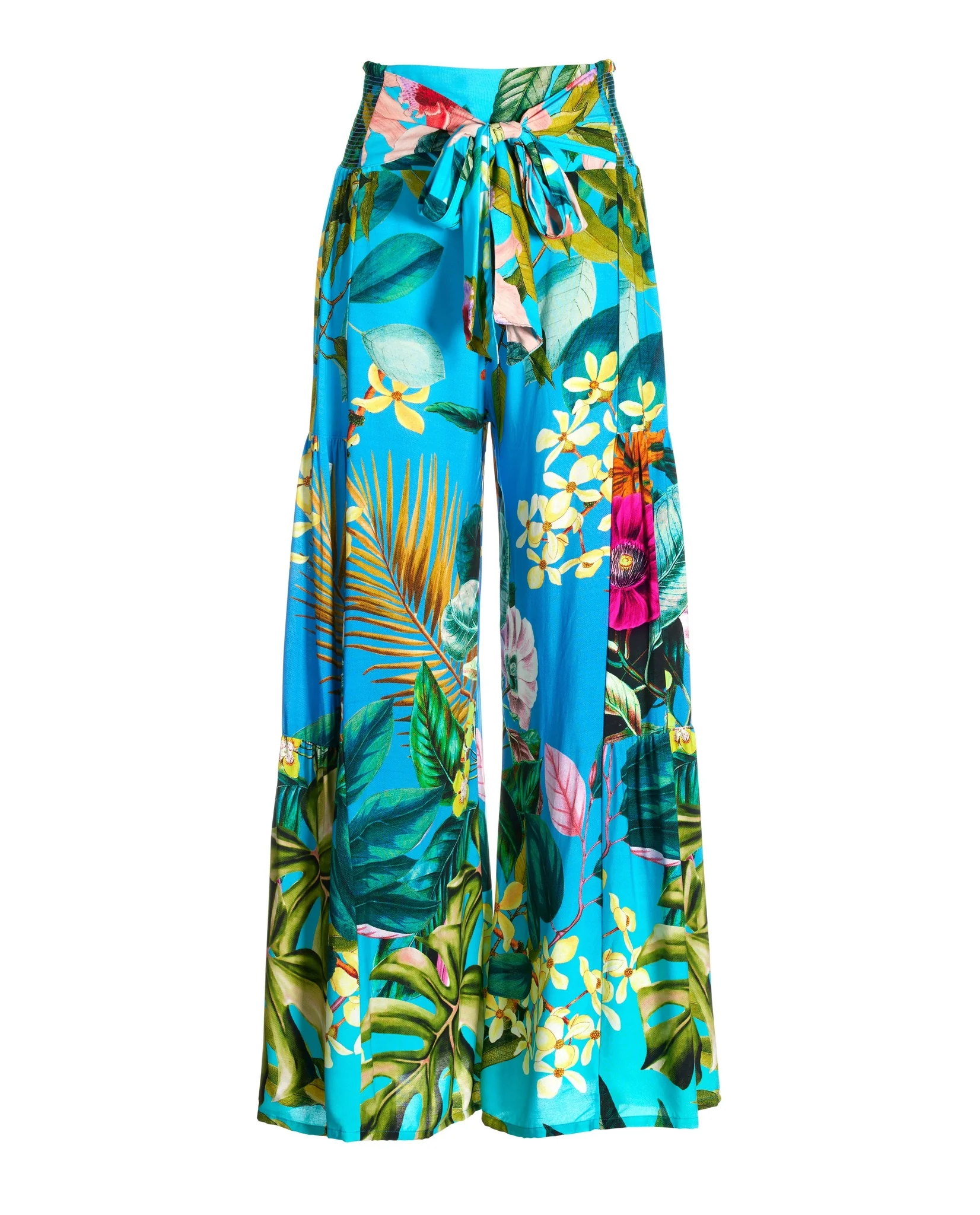 Floral Printed Cover Up Pant Blue Multi - Mycitystee