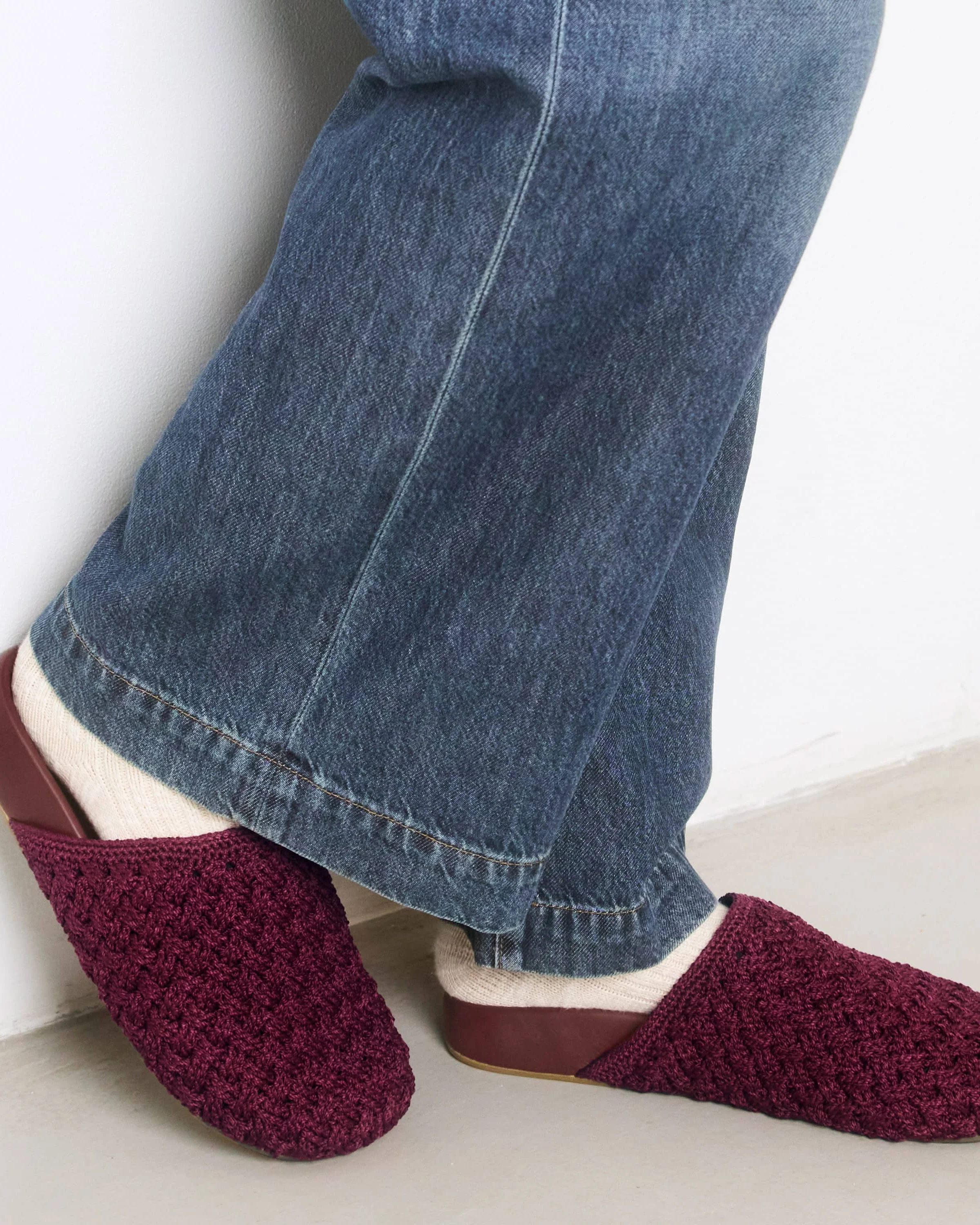 Bolinas Clog - Hand Crochet - Black Cherry Cozy Weave - Mycitystee