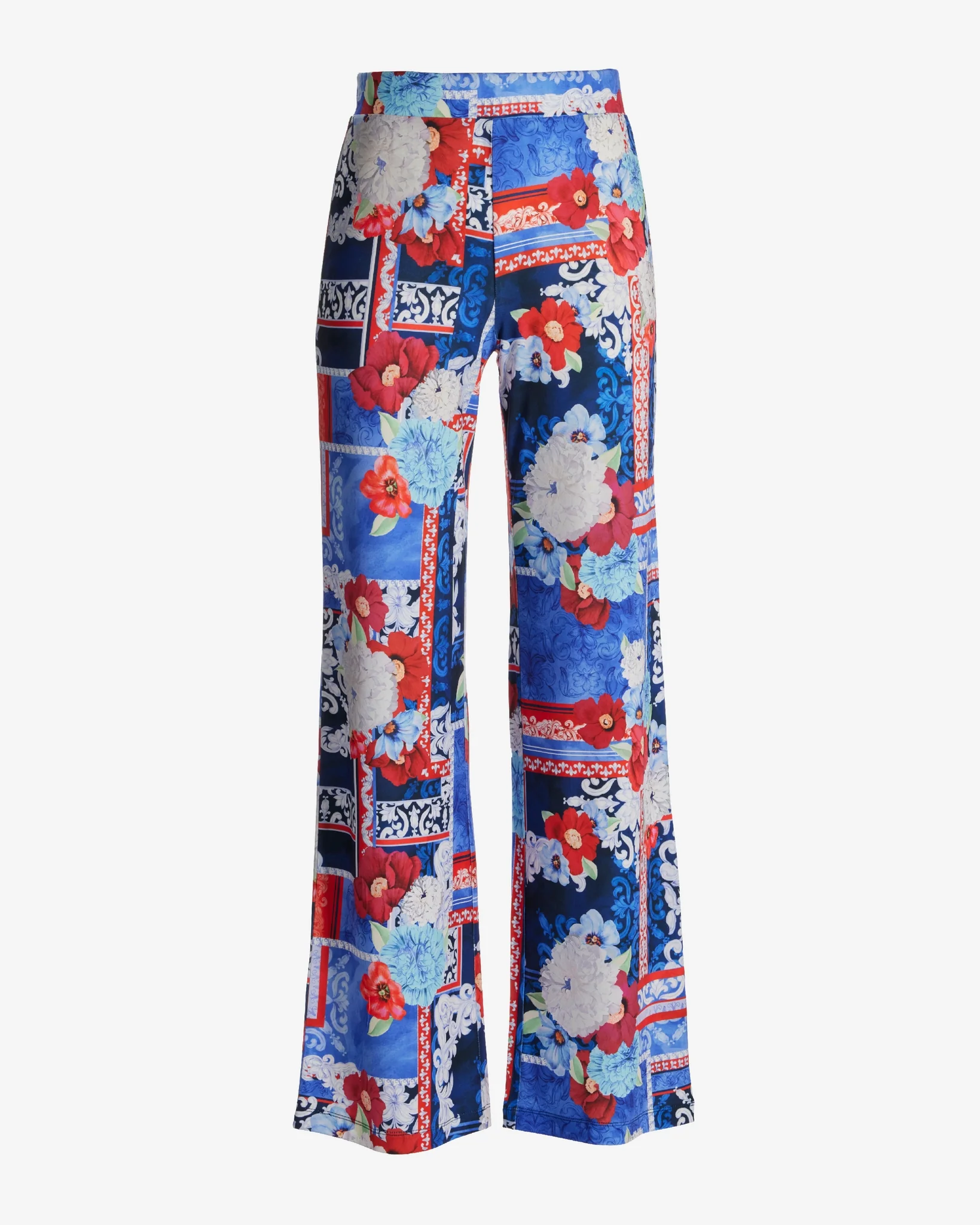 Malibu Print Wide Leg Pant Patriotic Patchwork - Mycitystee