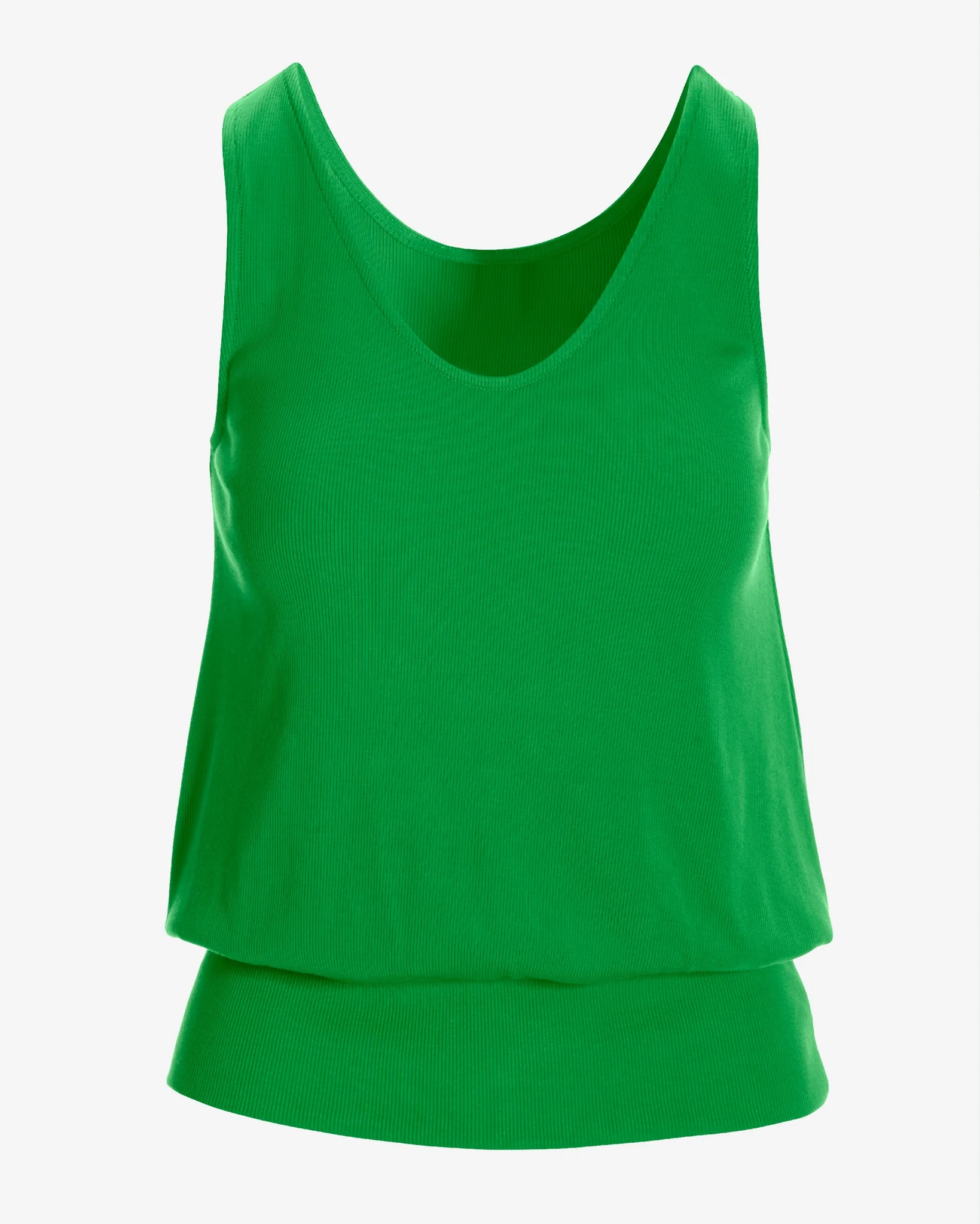 So Essential Rib V Neck Blouson Top Fern Green - Mycitystee