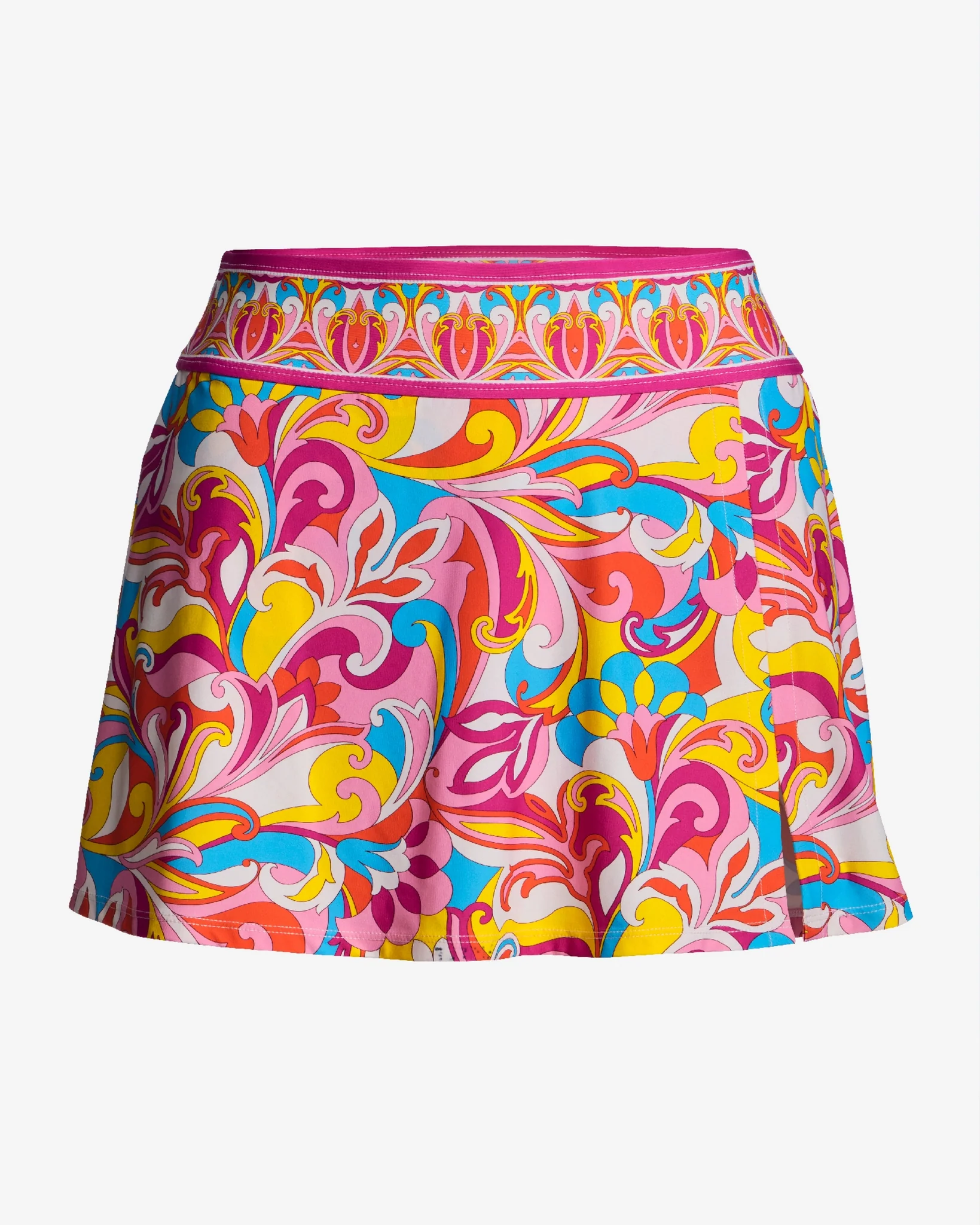 Swim Sense Print High-Waisted Skirted Bottom Tulum Abstract - Mycitystee