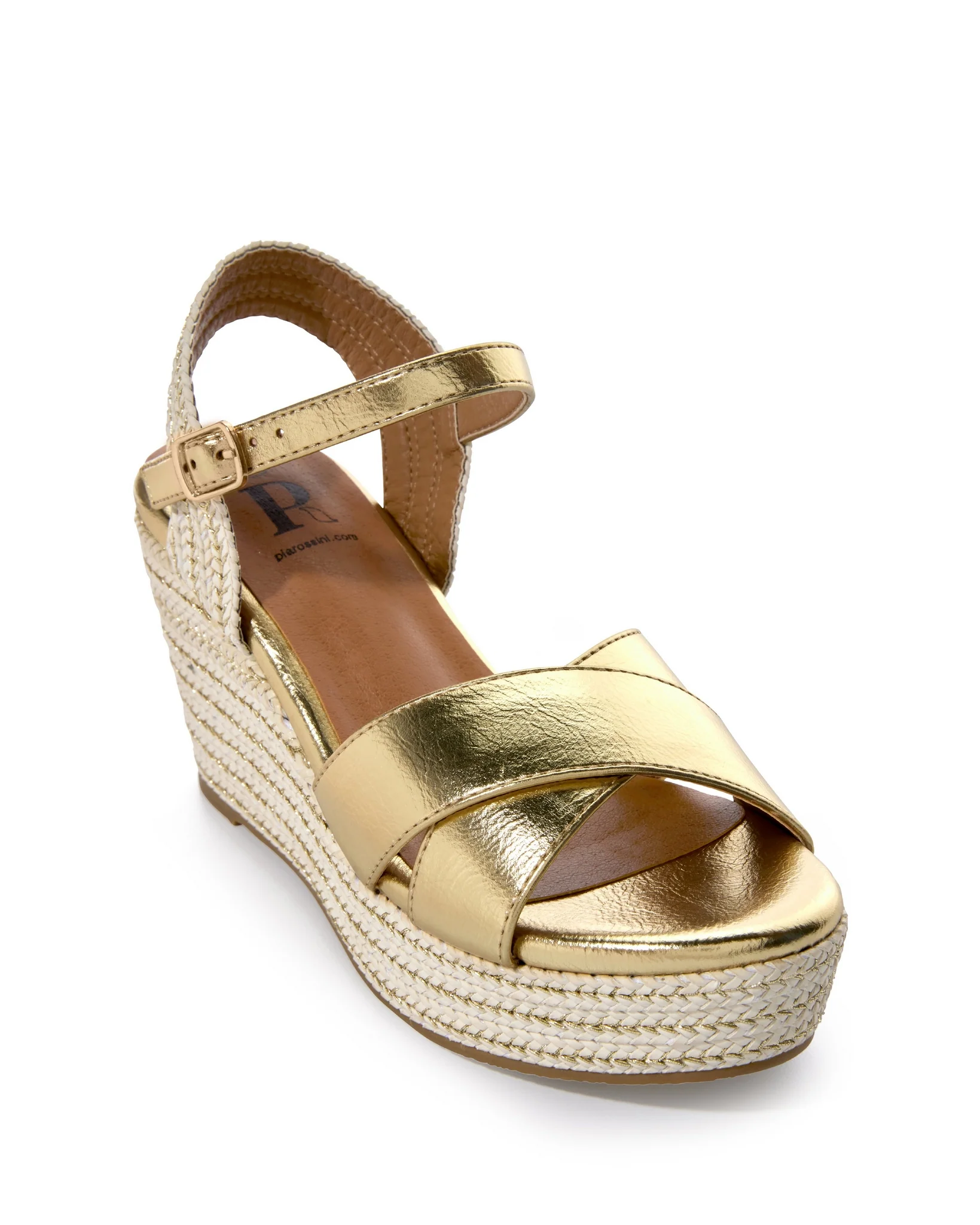 Gold Metallic Braided Wedge Gold - Mycitystee