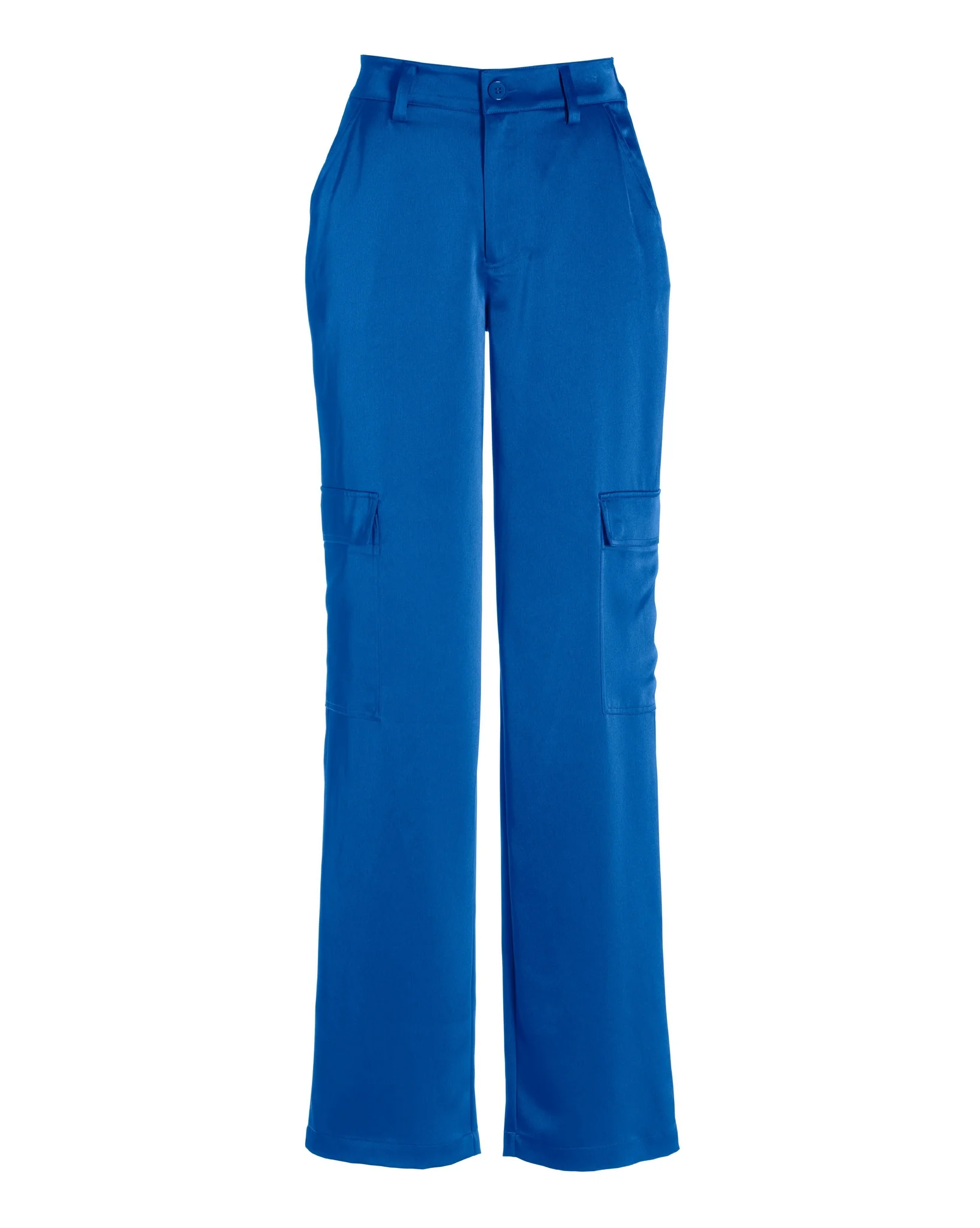 Malibu Satin High Waist Wide Leg Cargo Pant Classic Blue - Mycitystee