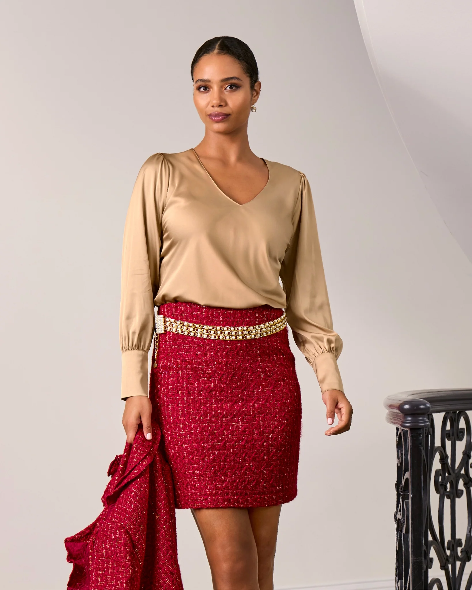 Pearl and Gold Chain Belt Gold - Mycitystee