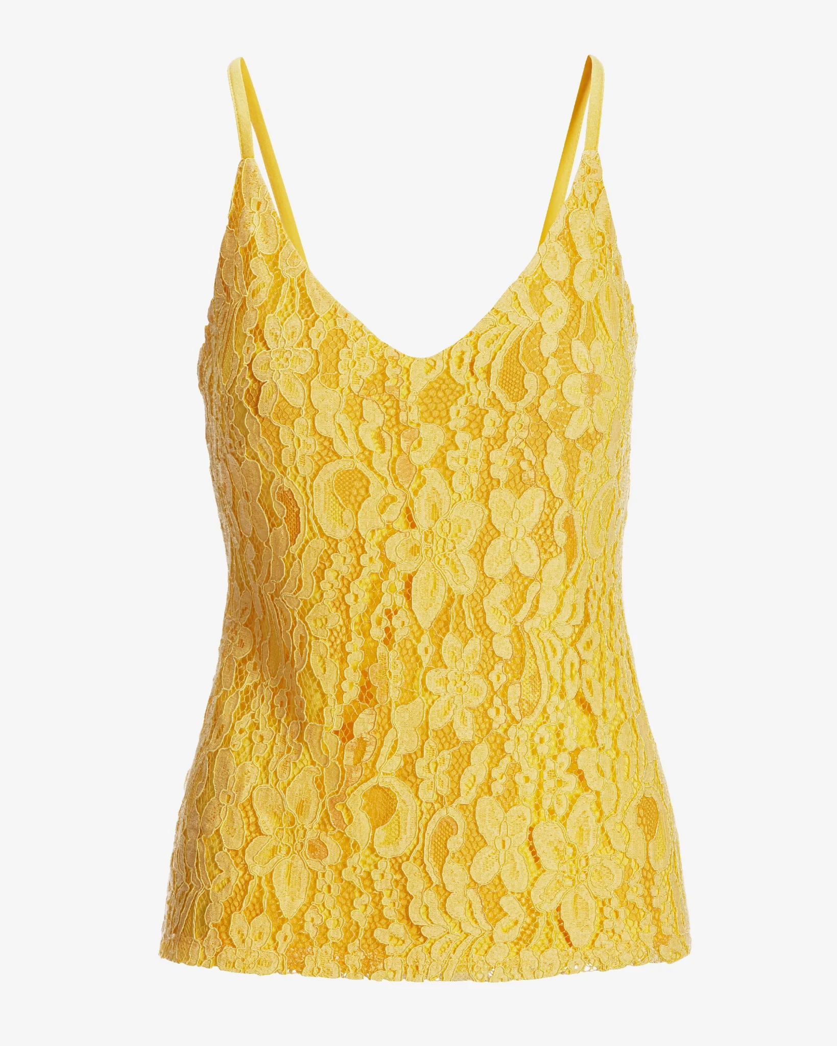 Lace Front V-Neck Cami Top Lemon Drop - Mycitystee