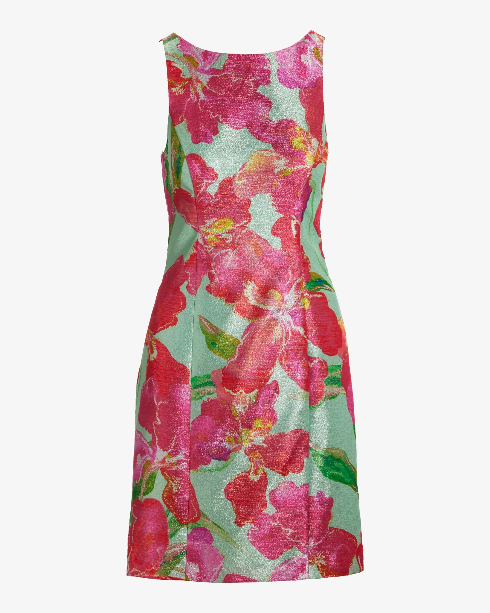 Exploded Floral Print Sheen A Line Dress Pink Multi - Mycitystee