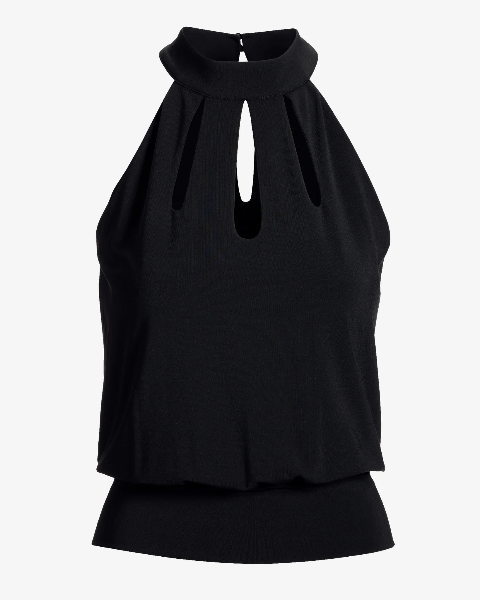 So Chic Cut Out High Neck Blouson Proper Black - Mycitystee