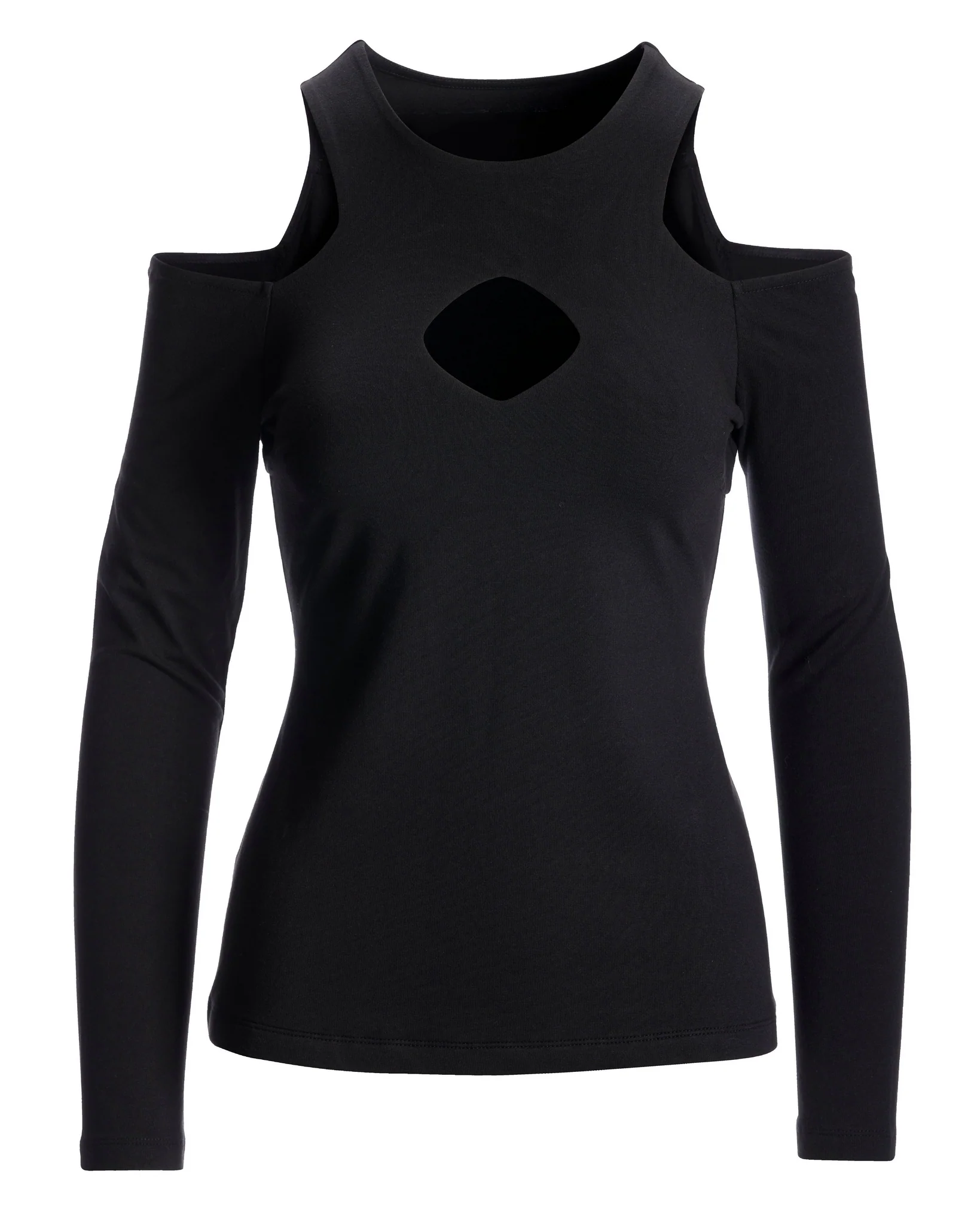 So Sexy Keyhole Cold Shoulder Knit Top Black - Mycitystee