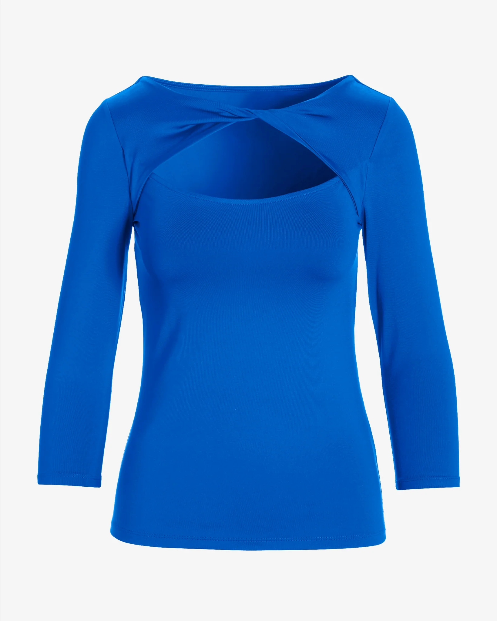 So Modern Cutout Three Quarter Sleeve Top Palace Blue - Mycitystee