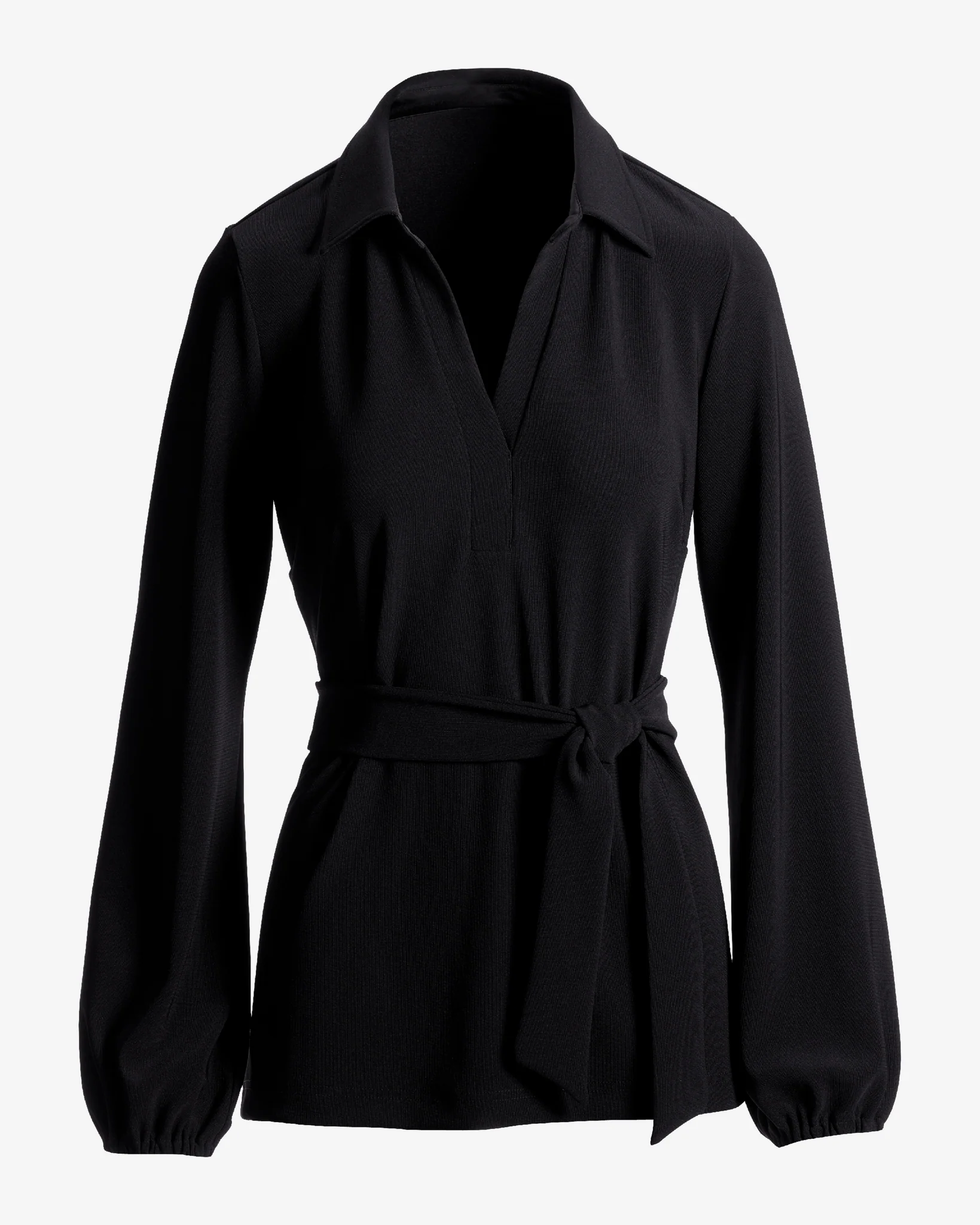 Beyond Travel Tie Waist Tunic Top Jet Black - Mycitystee