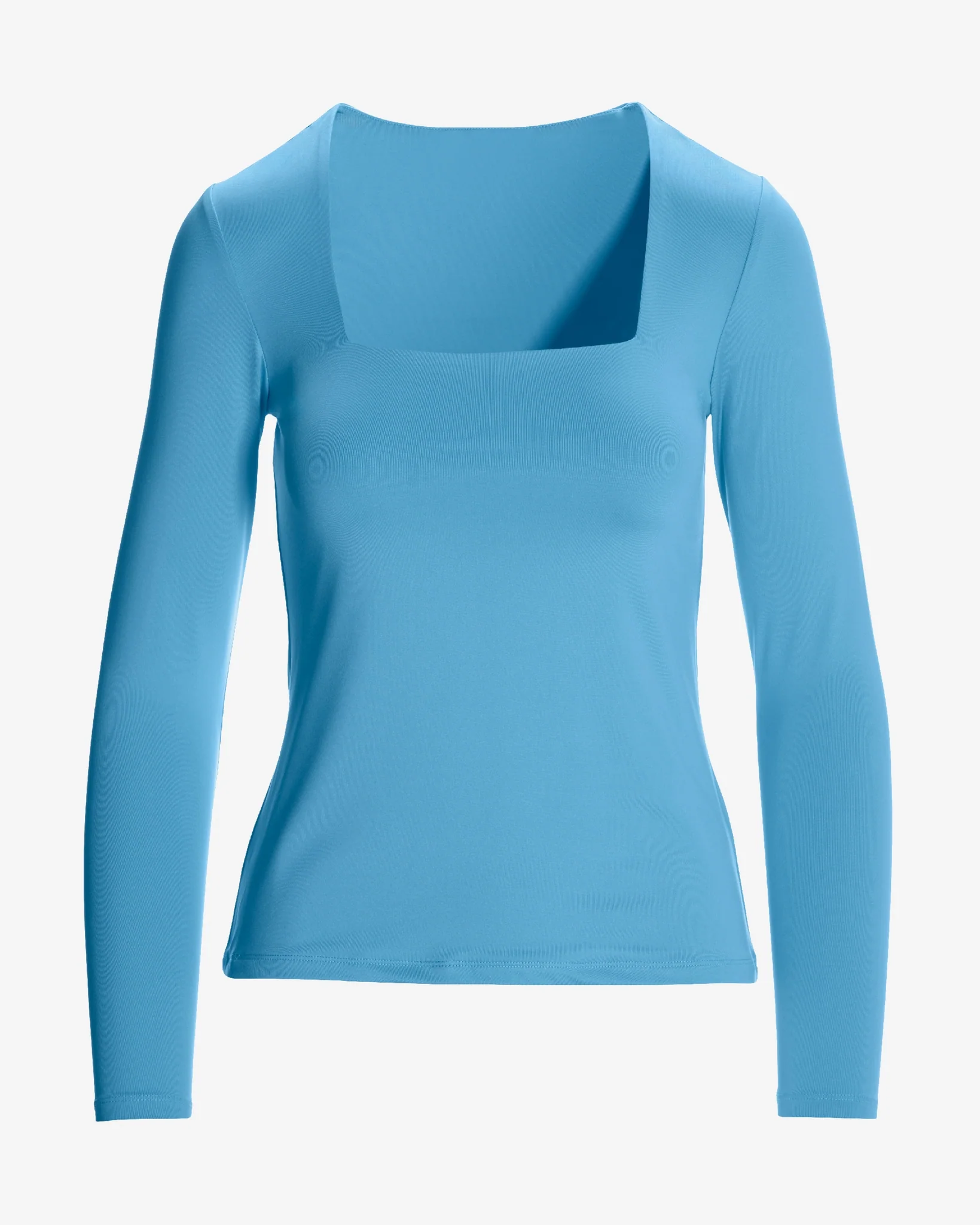 So Modern Square Neck Long Sleeve Top Blue Grotto - Mycitystee