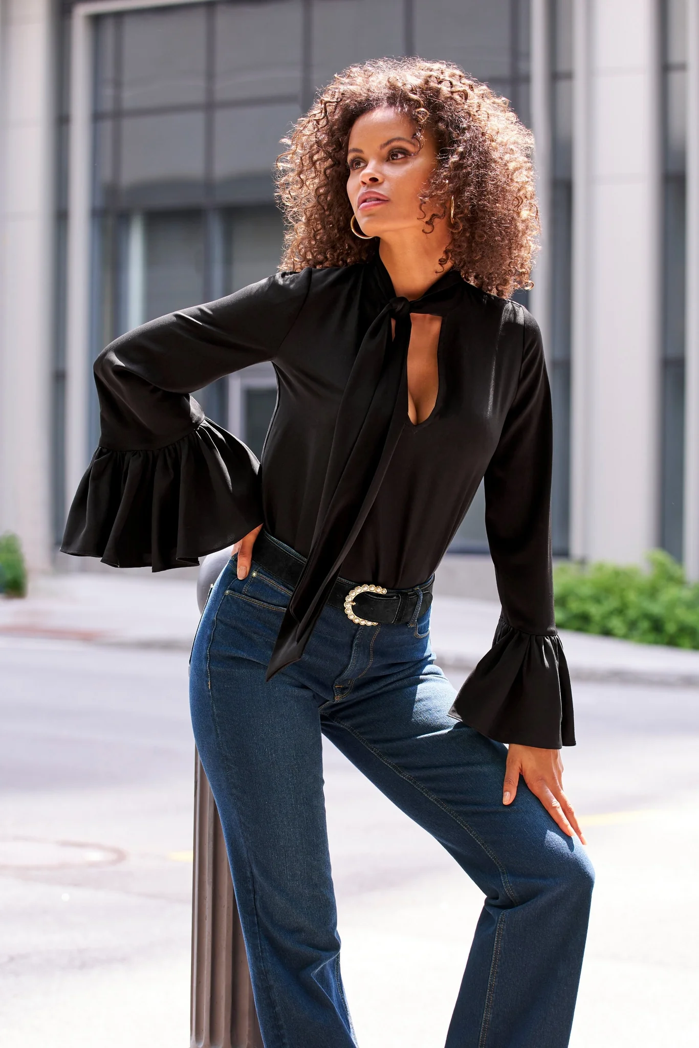 Leather Pearl Buckle Belt Black - Mycitystee