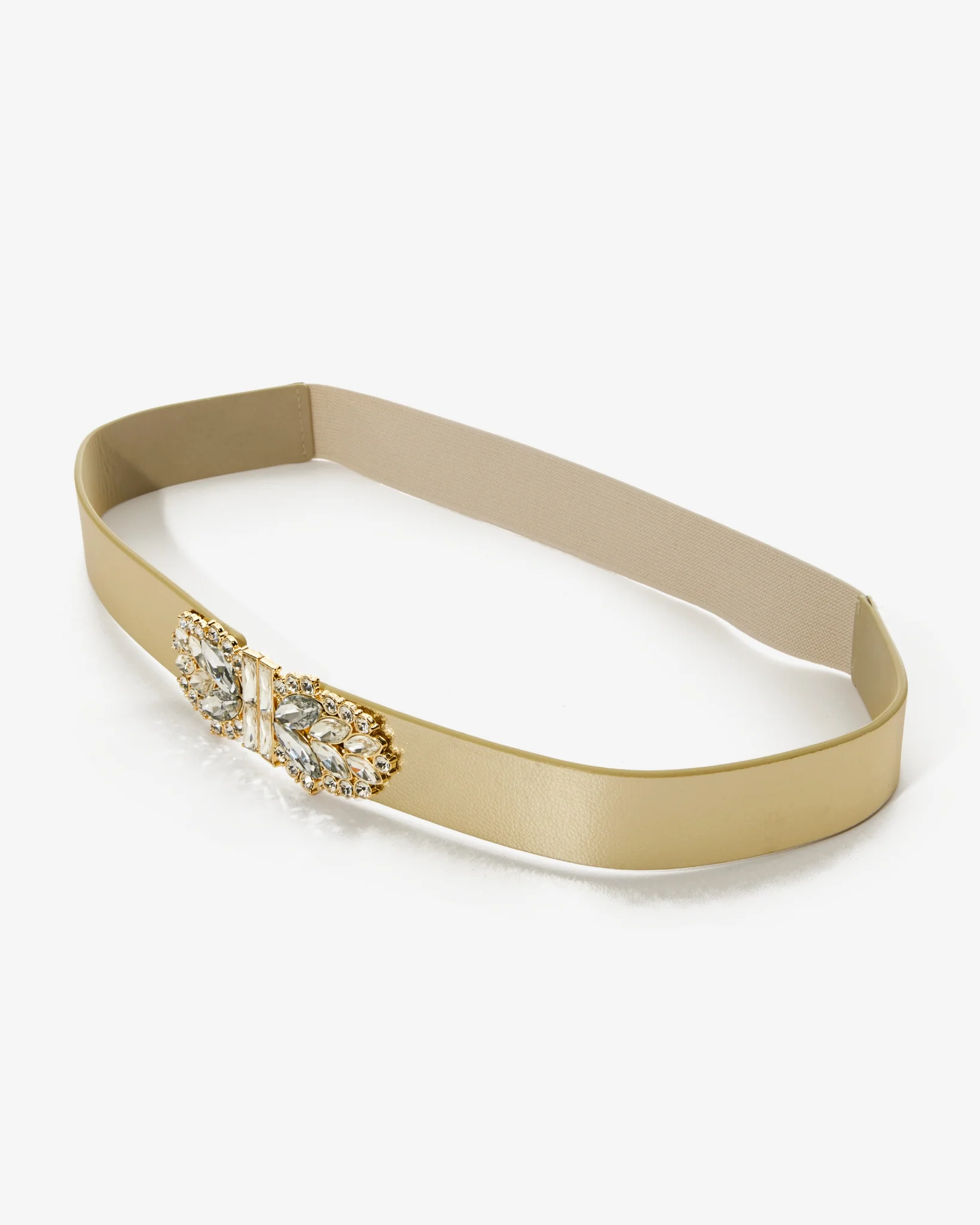 Crystal Embellished Elastic Waist Belt Gold - Mycitystee