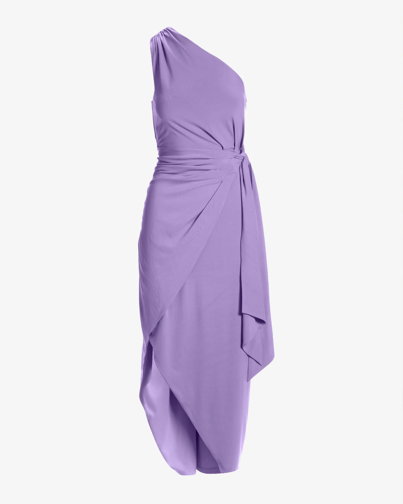 One shoulder Tie Waist Knit Dress Violet Tulip - Mycitystee
