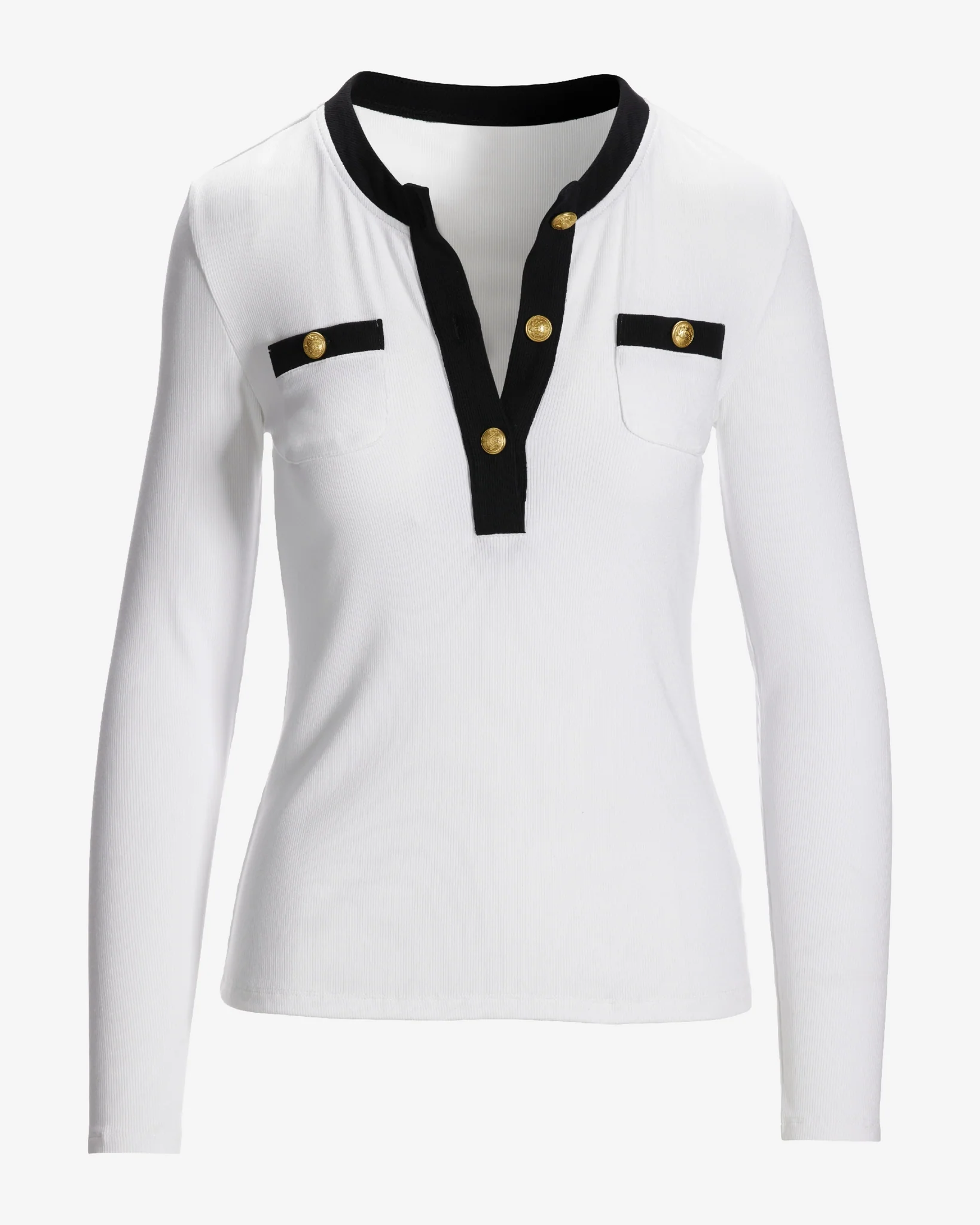 So Essential Ribbed Colorblock Top White/Black - Mycitystee