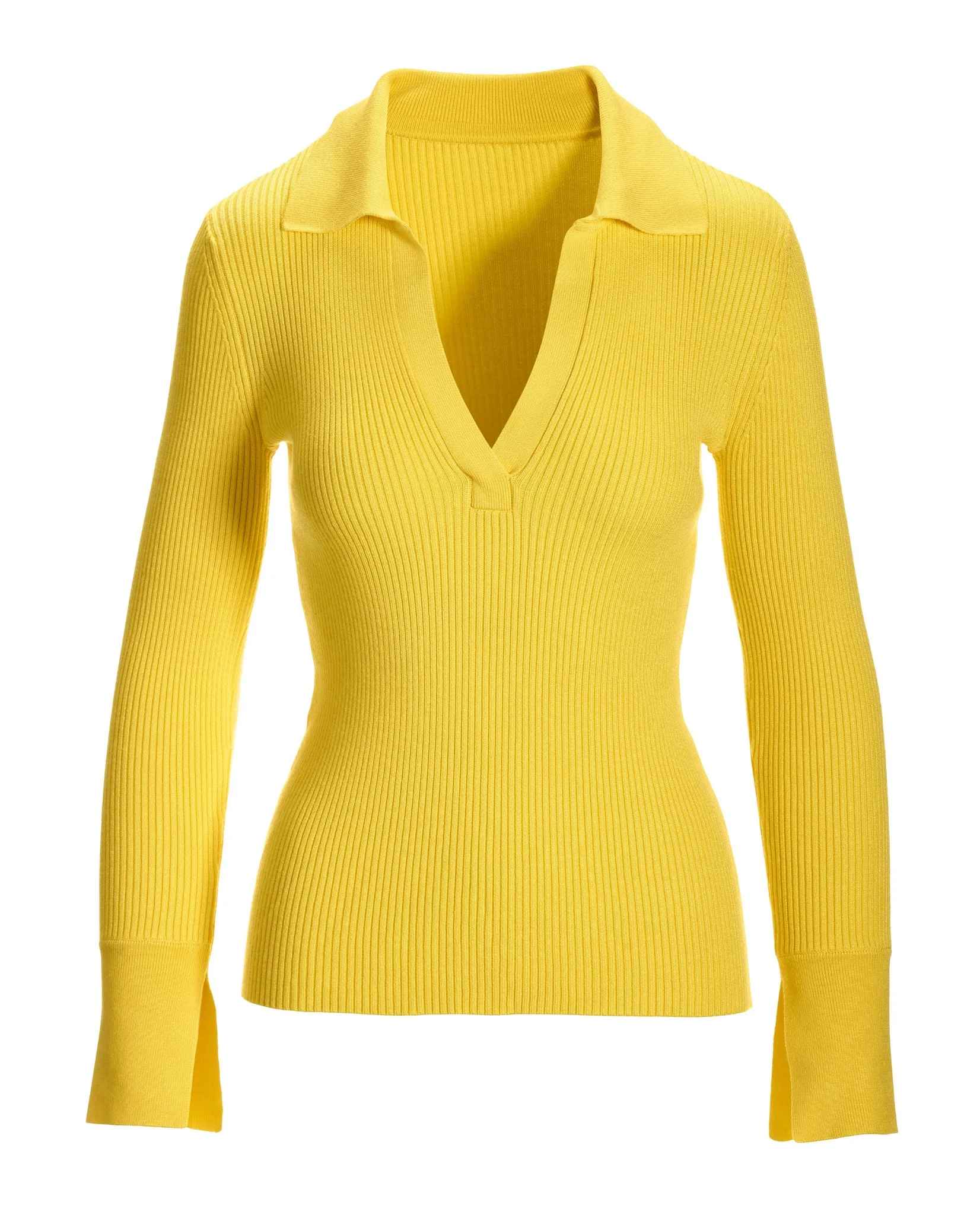 Ribbed Collar Sweater Lemon Drop - Mycitystee