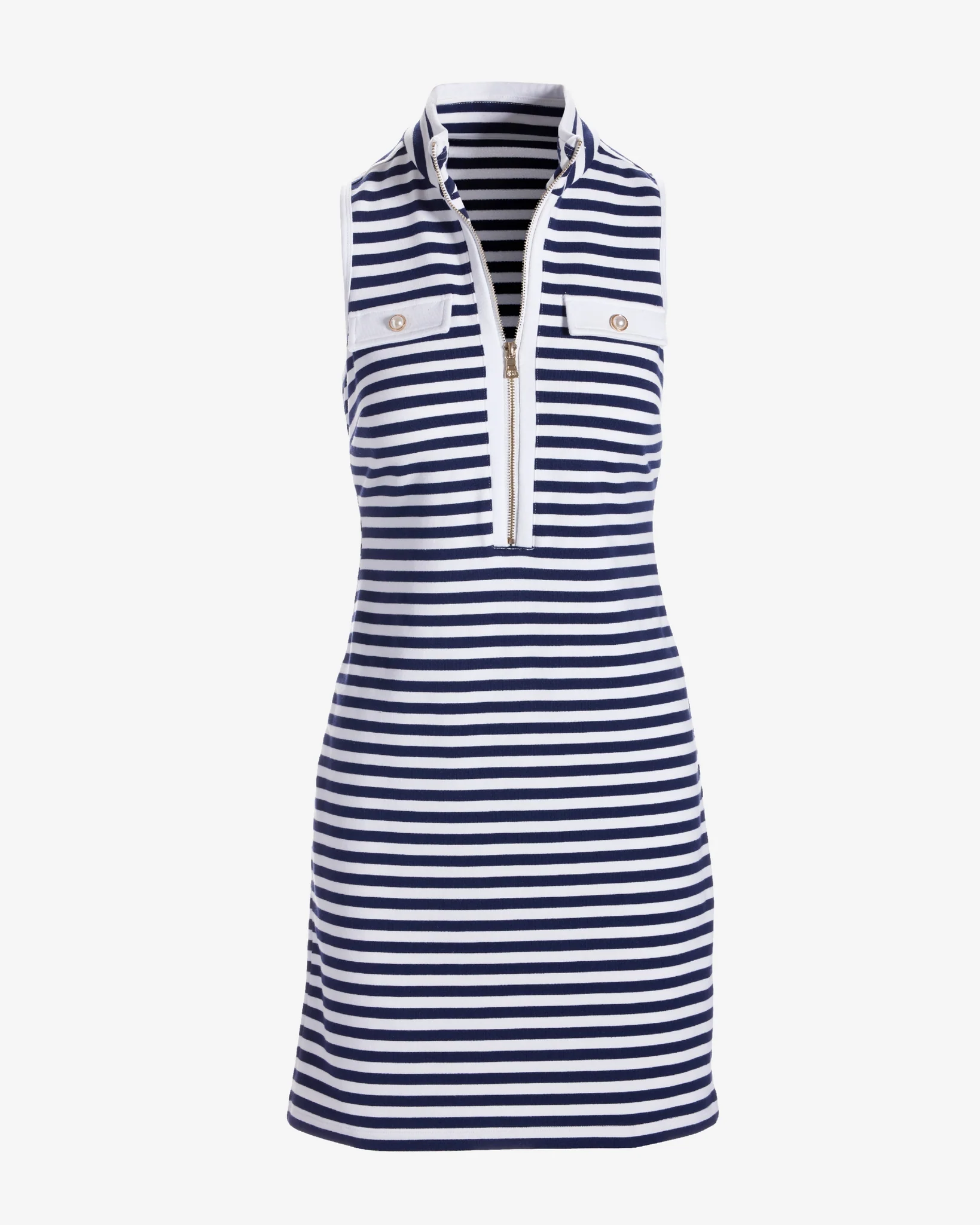Stripe Pearl French Terry Dress Navy/White - Mycitystee