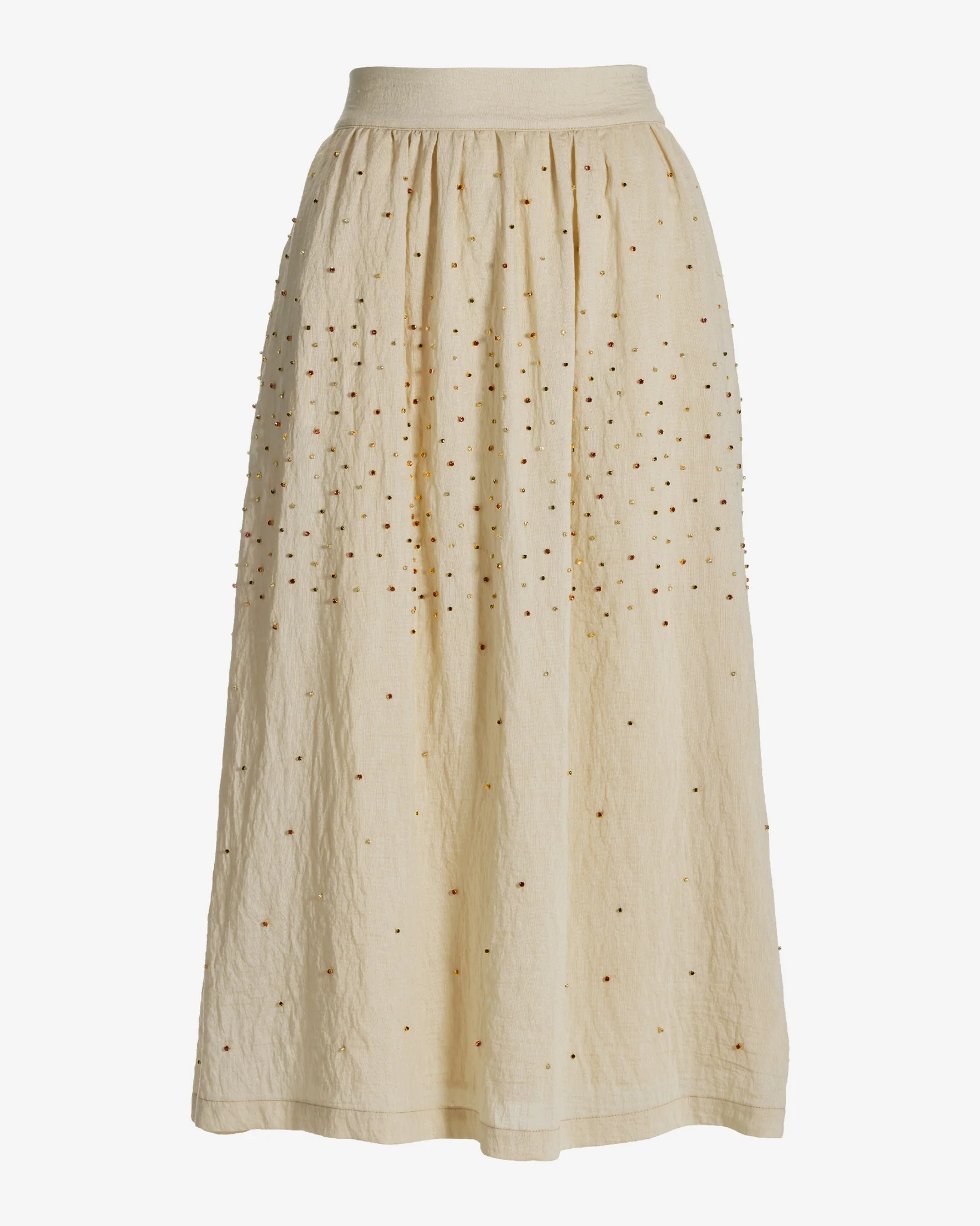 Crystal Embellished Midi Skirt Tan - Mycitystee