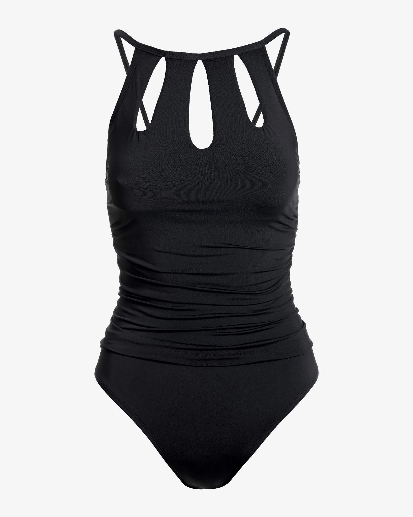 Cutout Ruched One Piece Black - Mycitystee