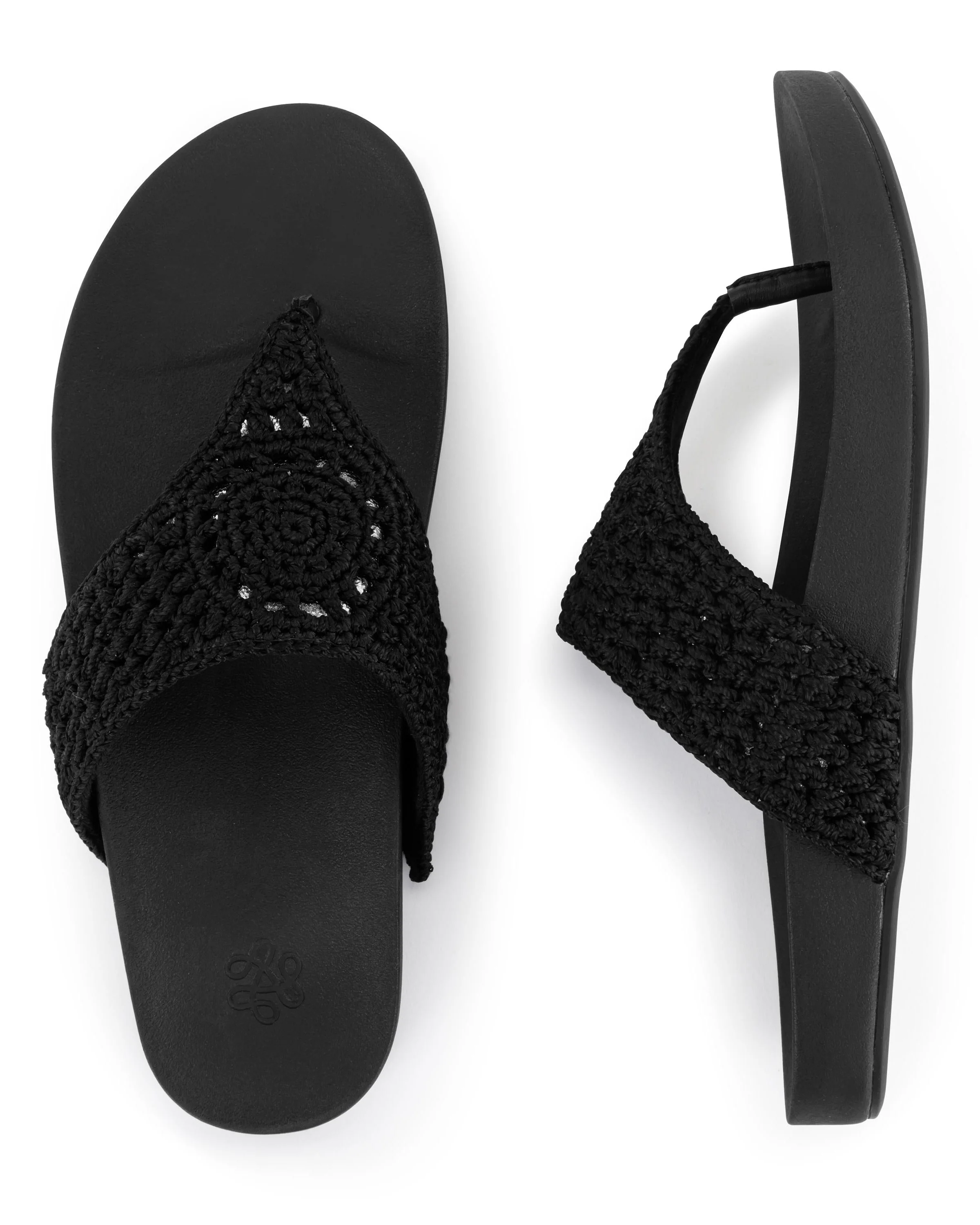 Everly Sandal - Hand Crochet - Black Medallion - Mycitystee