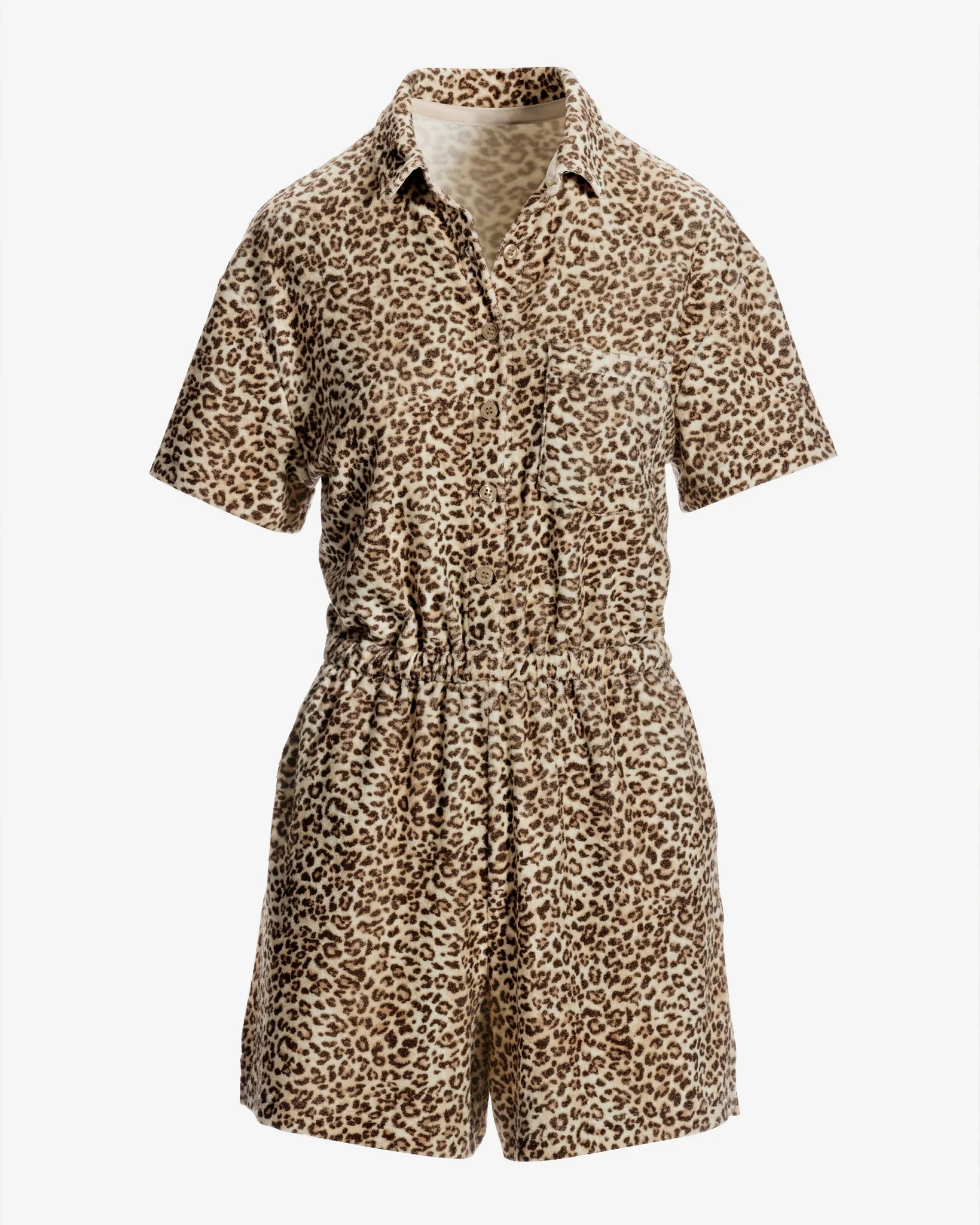 Beach Terry Mini Cheetah Printed Romper Brown - Mycitystee