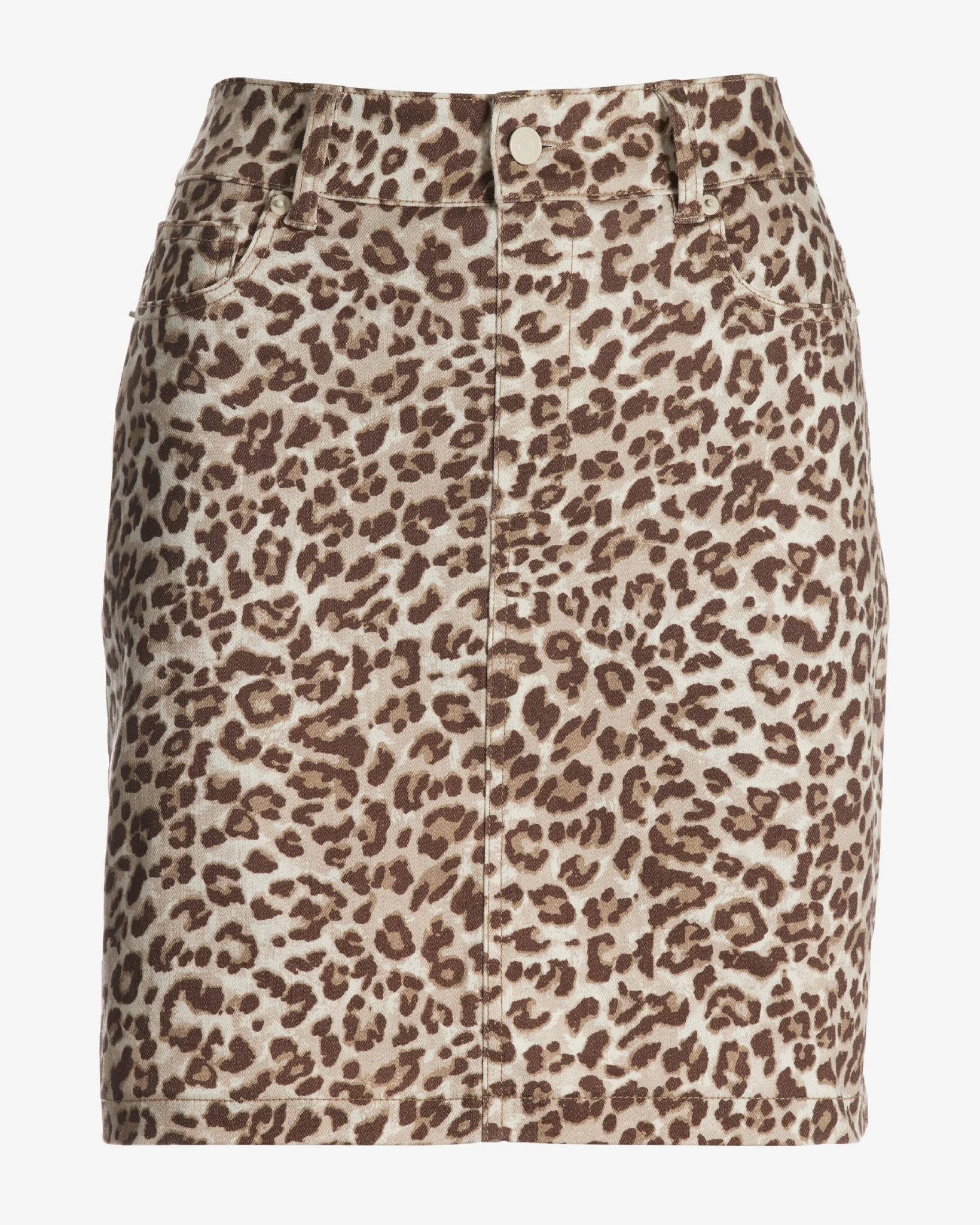 Snow Leopard Print Denim Skort Neutral - Mycitystee