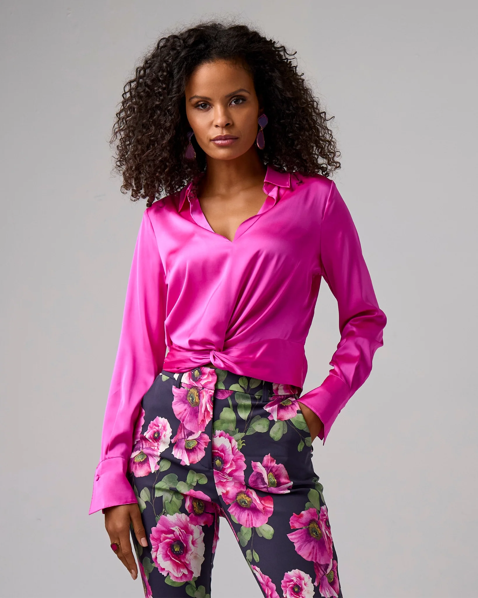 Charm Twist Chic Blouse Hot Pink - Mycitystee