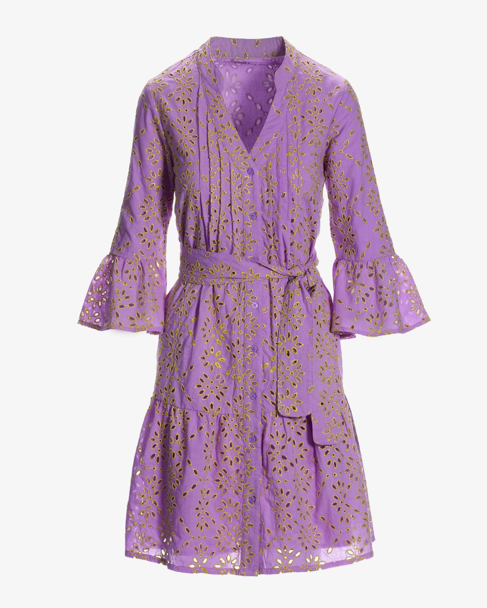 Shimmer eyelet Fit and Flare Dress Sheer Lilac - Mycitystee