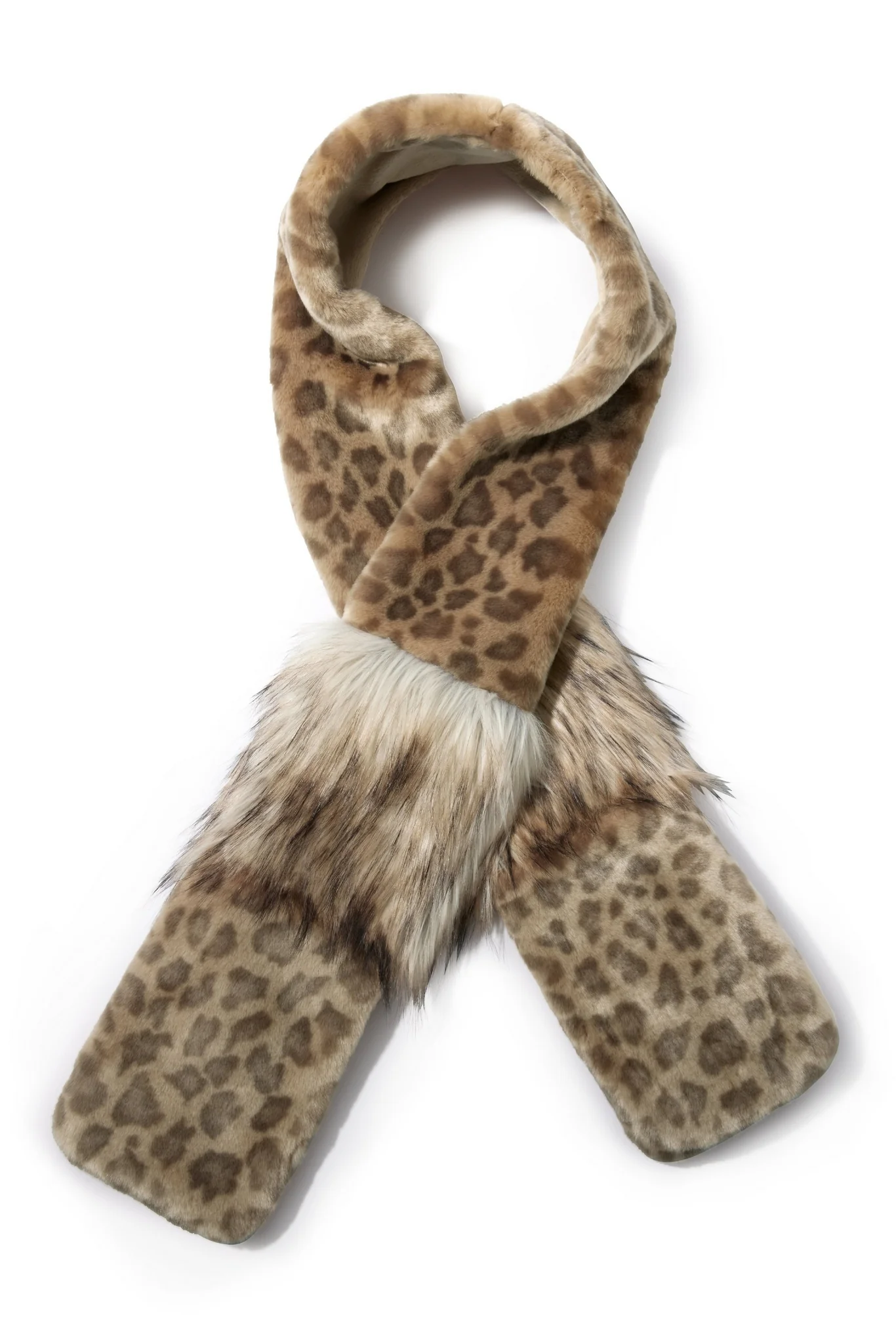Faux Fur Scarf With Hand Warmers Vintage Leopard - Mycitystee