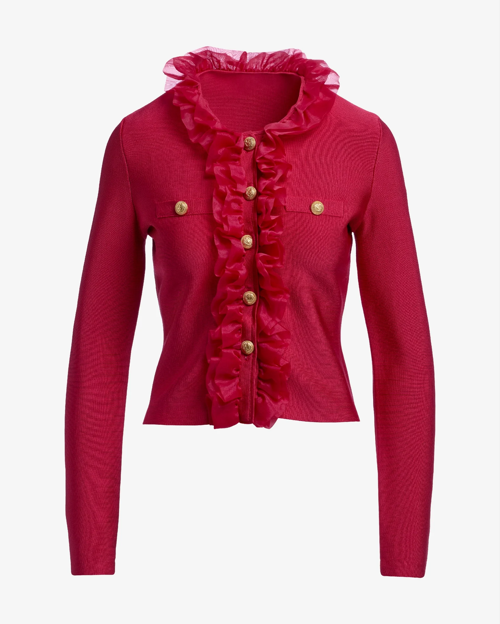 Ruffle Trim Bandage Cardigan Jester Red - Mycitystee