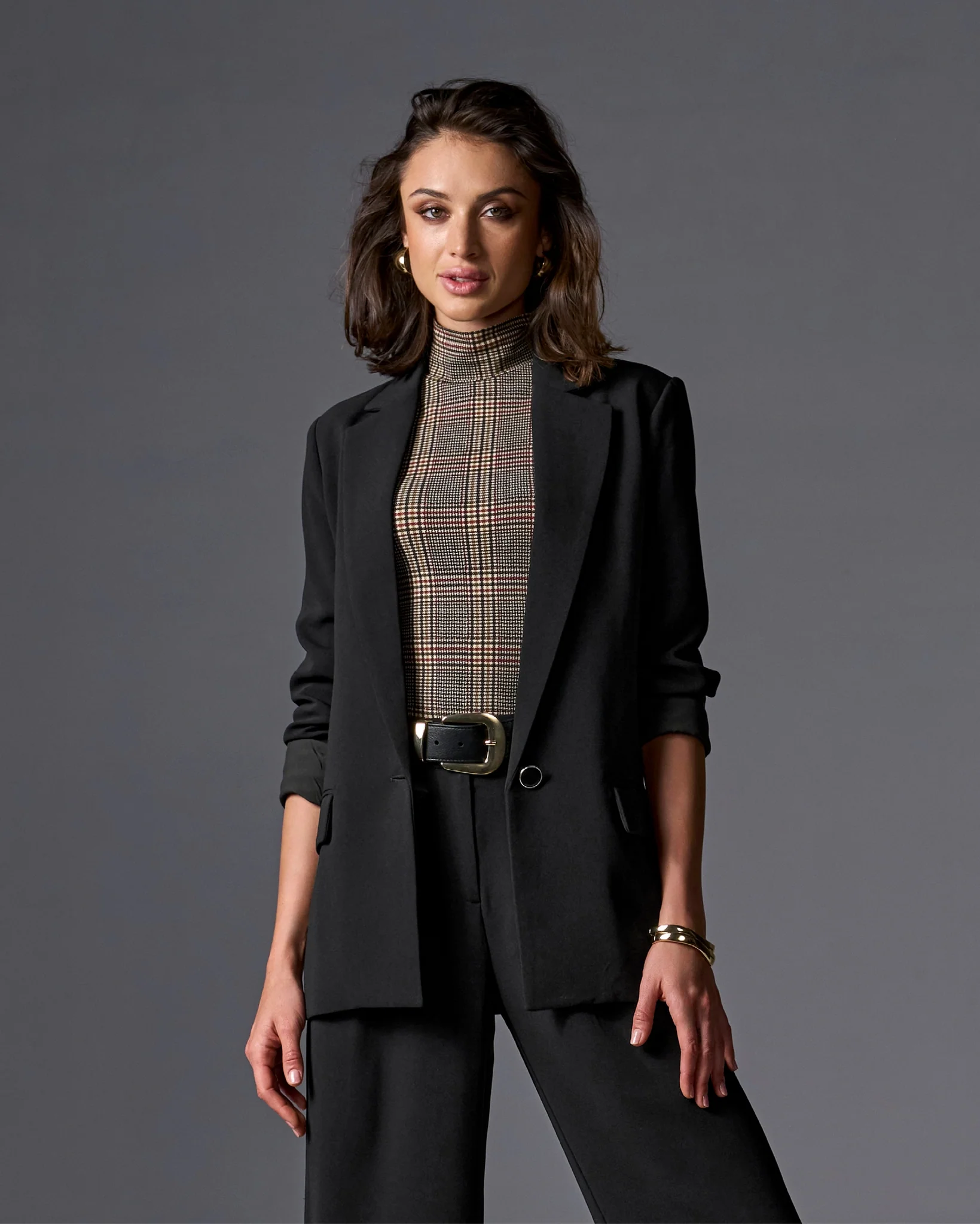 Relaxed Single Button Blazer Black - Mycitystee
