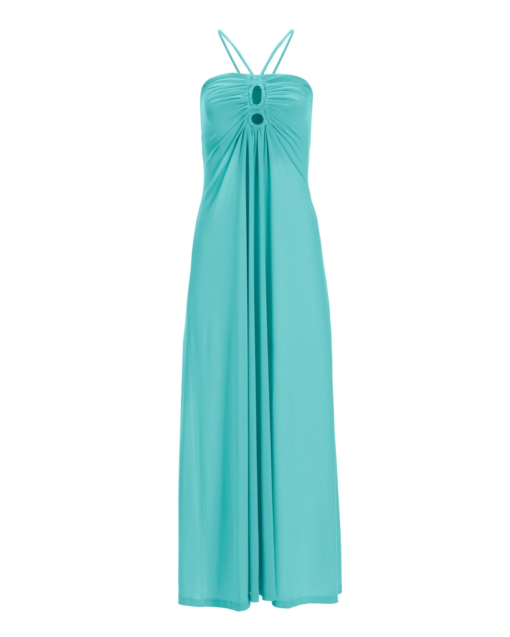 Keyhole Halter Maxi Dress Fountain Blue - Mycitystee