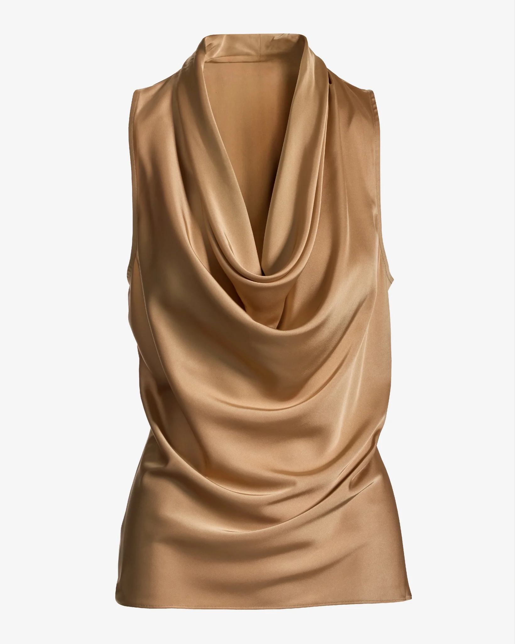 Marilyn Cowl-Neck Charmeuse Blouse Toffee - Mycitystee