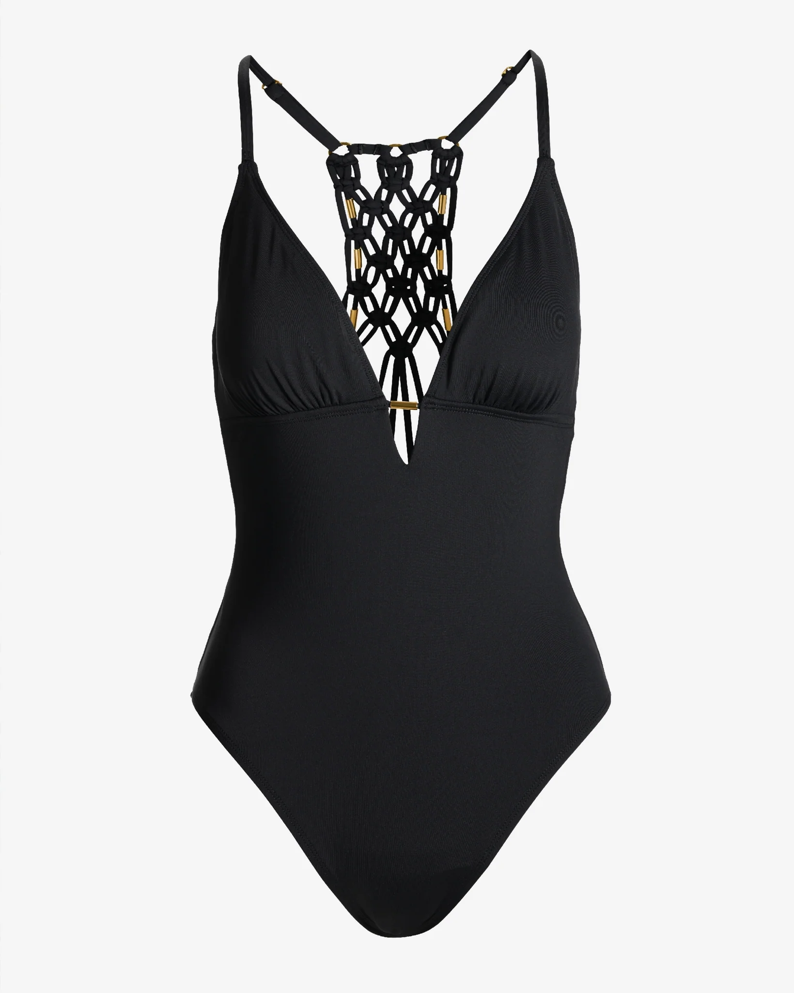 Macram   Gold Detail One Piece Black - Mycitystee