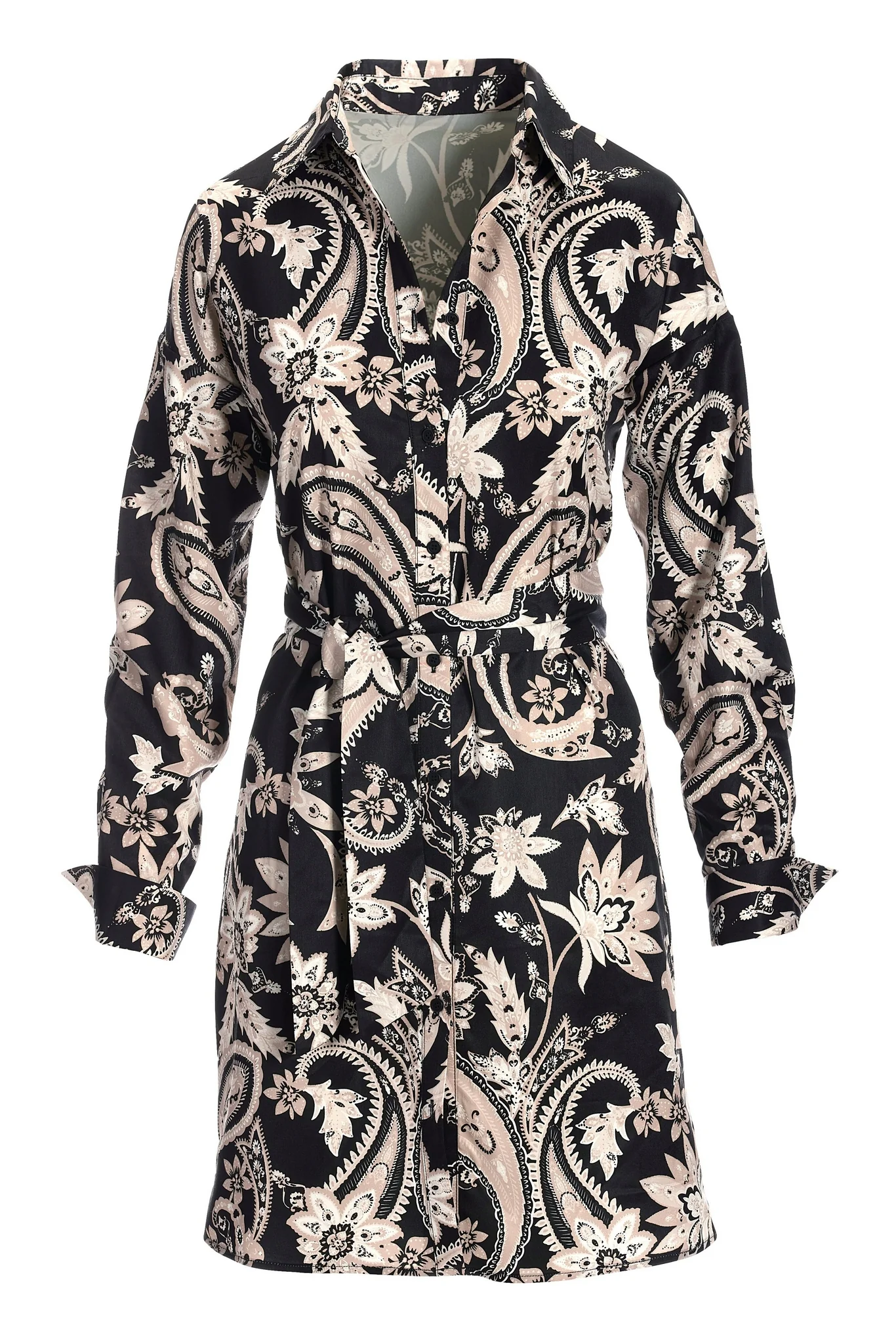 Paisley Shirt Dress Black/White - Mycitystee
