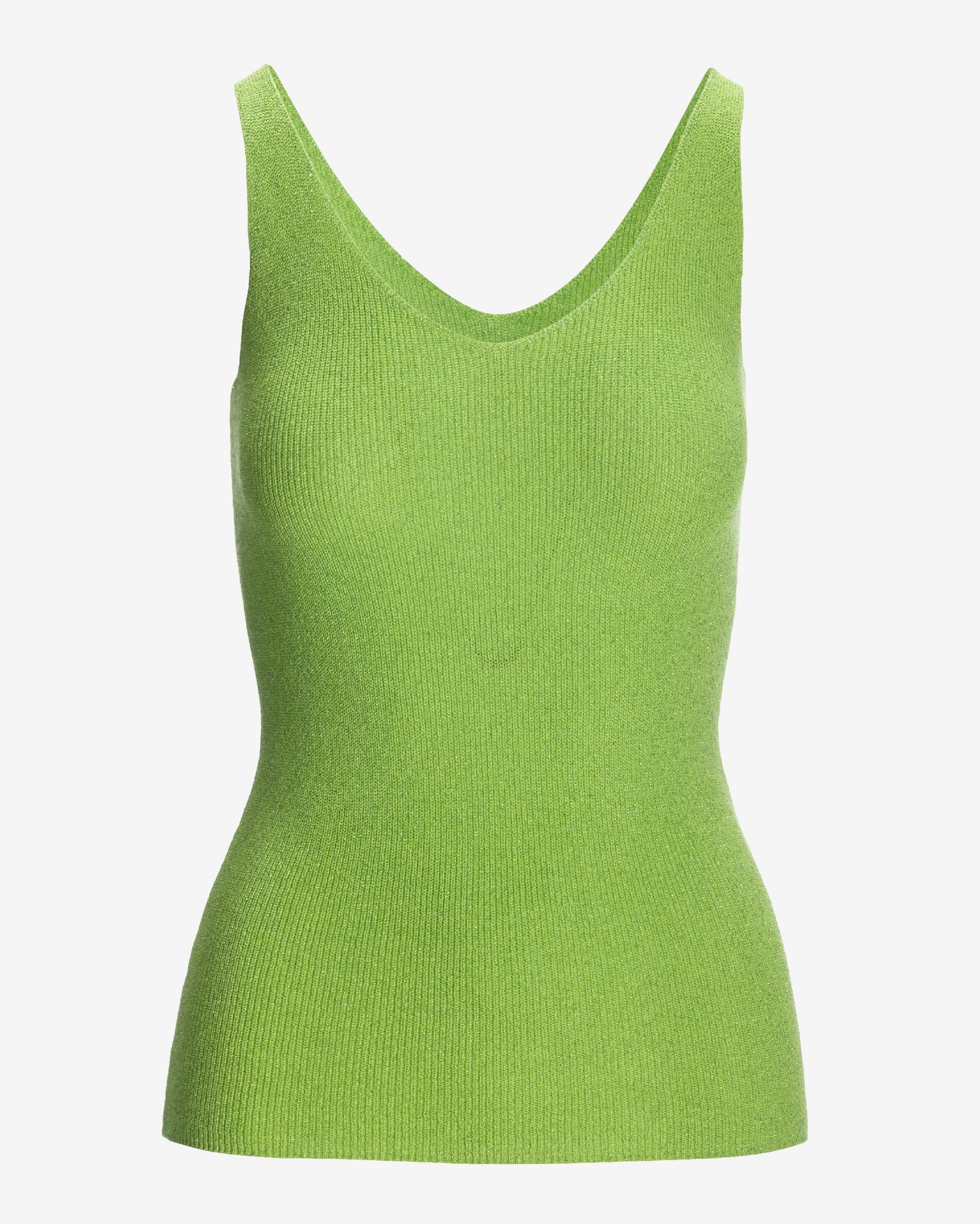 Metallic V Neck Sweater Tank Green Glow - Mycitystee