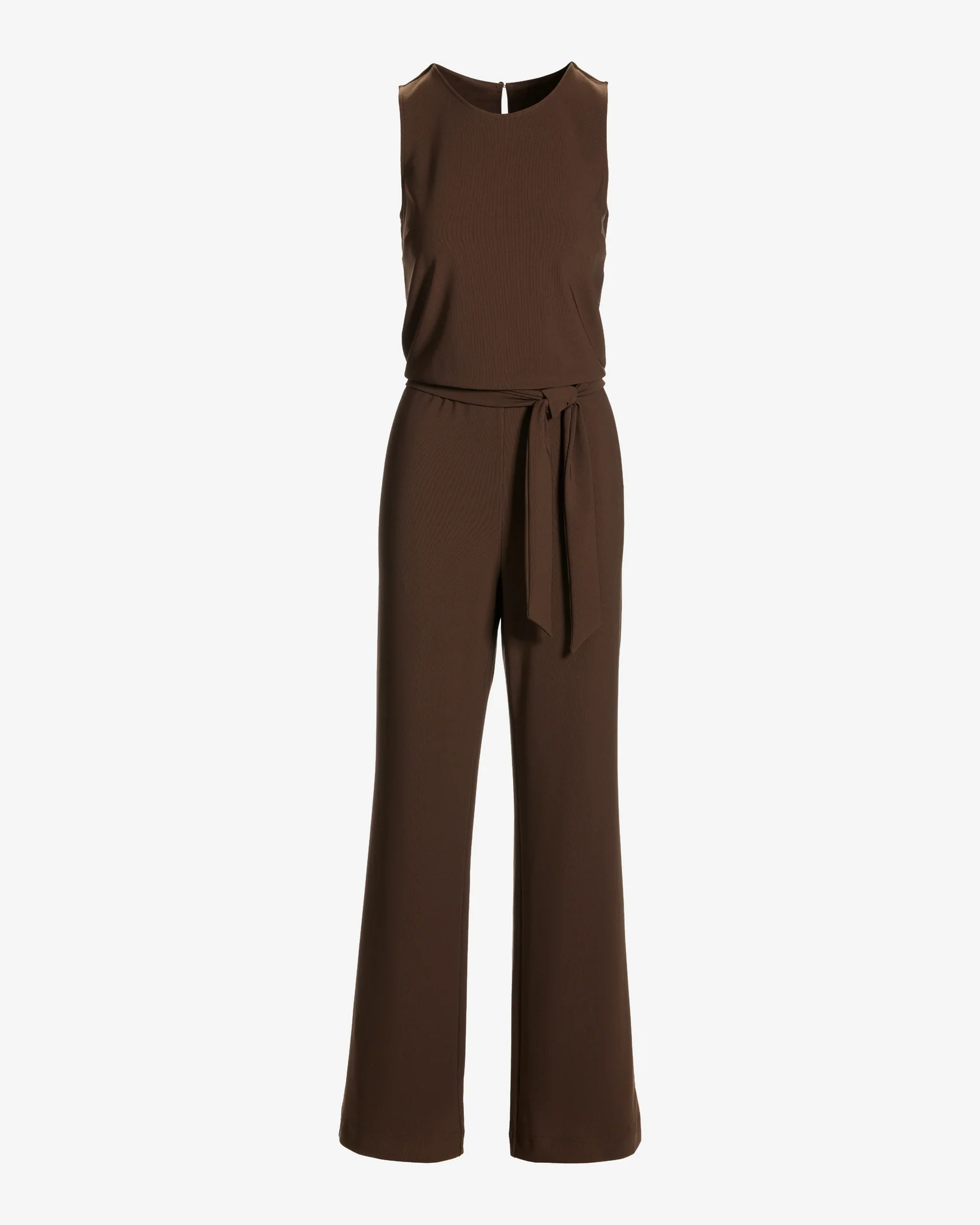Beyond Travel Tie Waist Jumpsuit Coffee Bean - Mycitystee