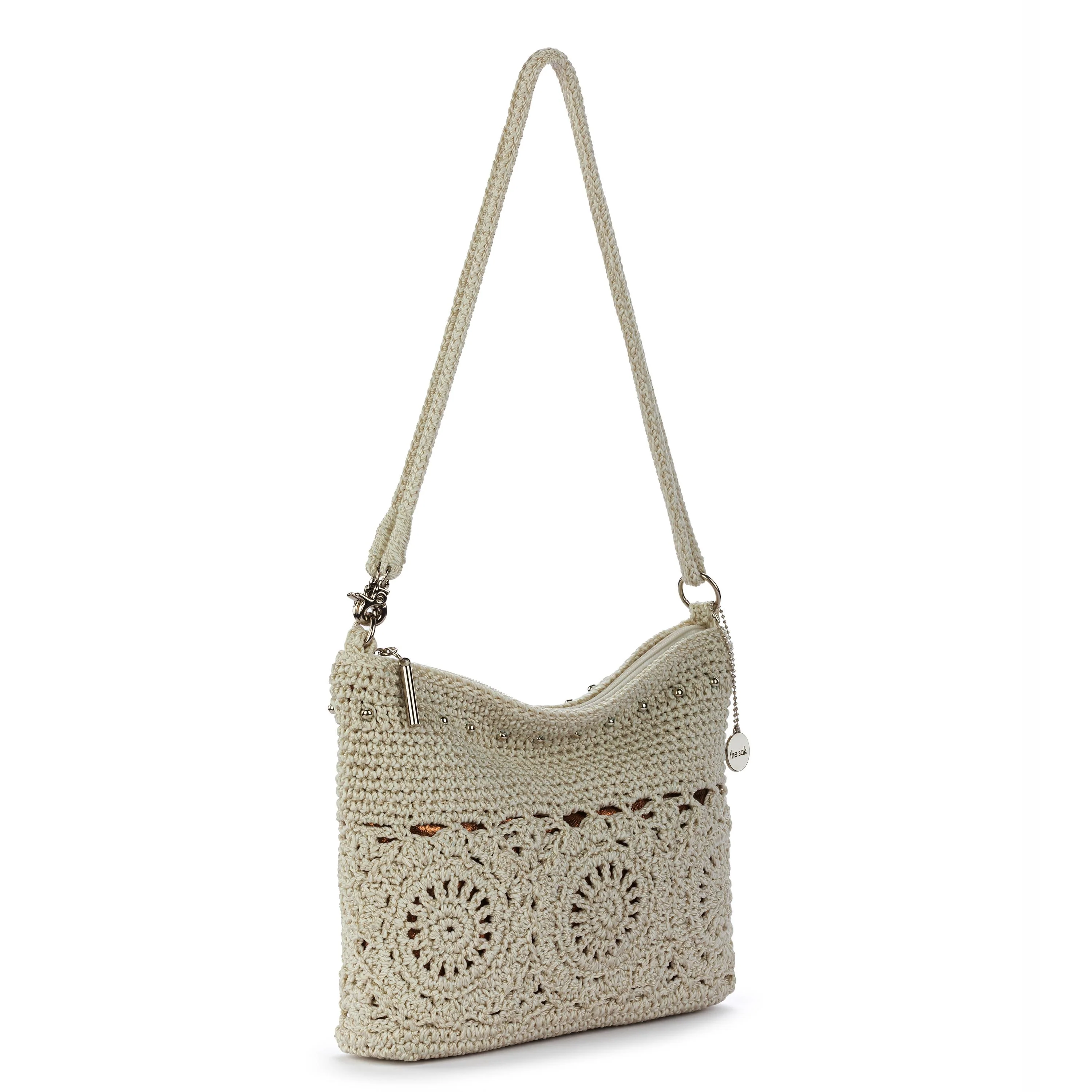 Lumi Crossbody - Hand Crochet - Natural Grey Medallion - Mycitystee