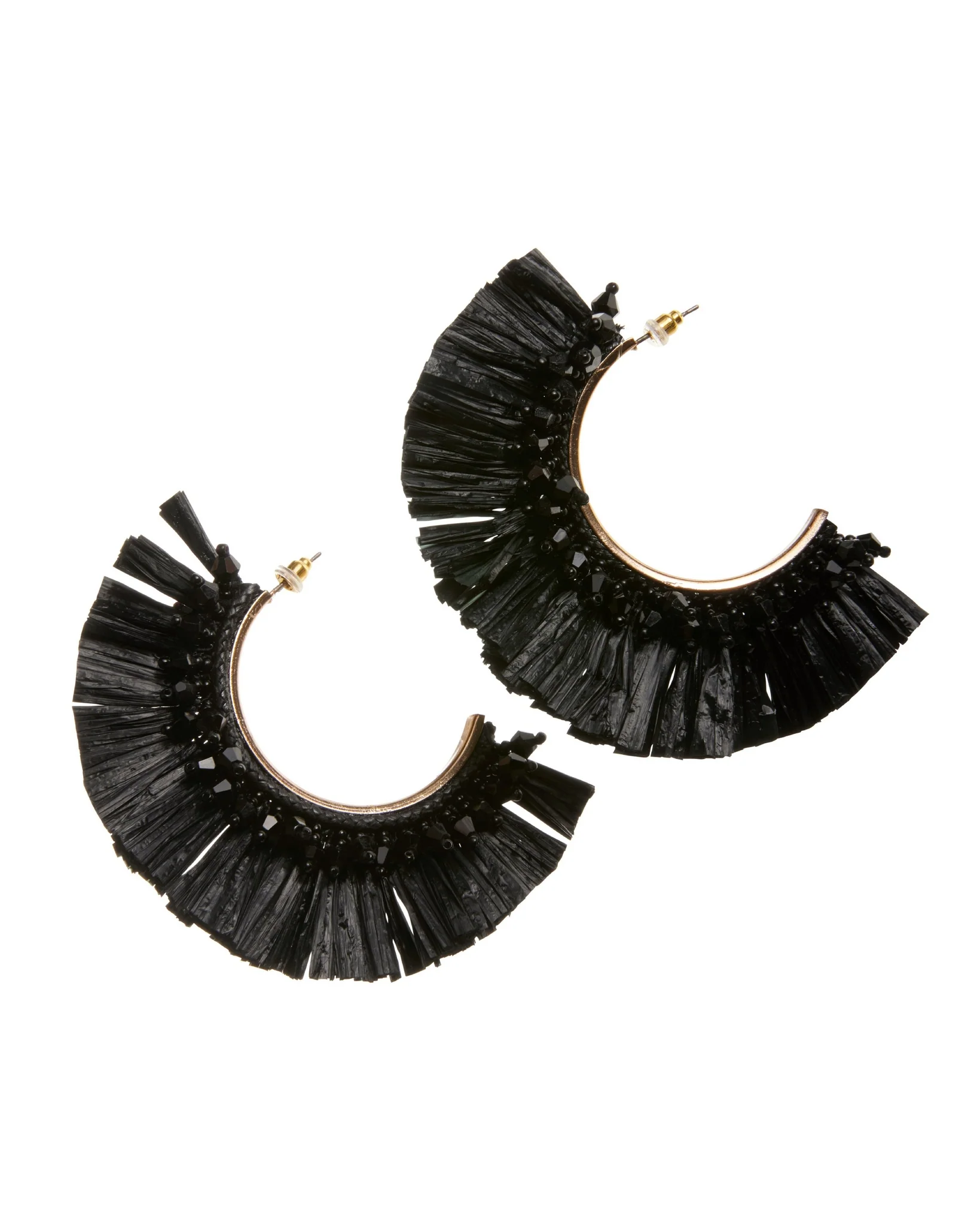 Beaded Raffia Earring Black - Mycitystee