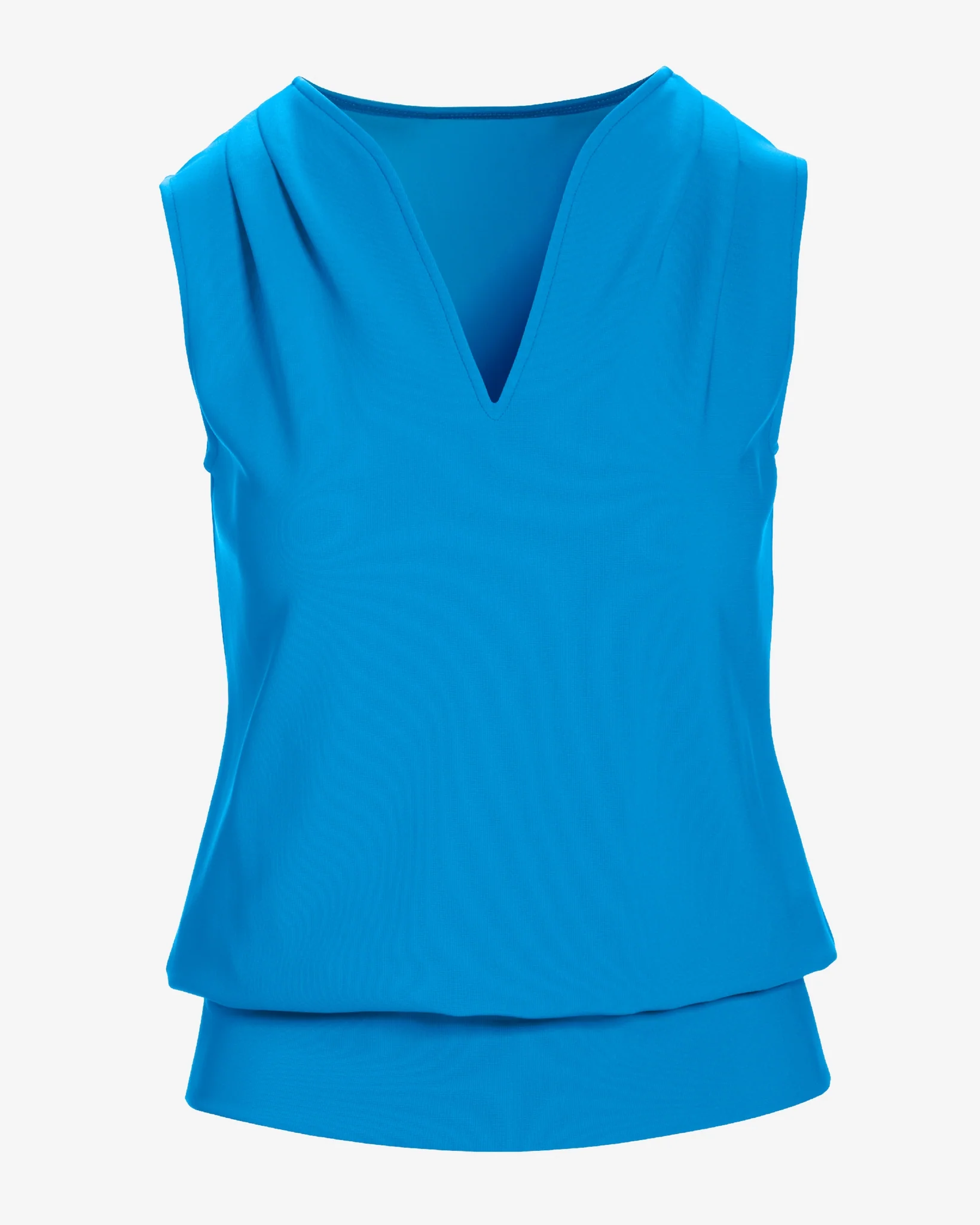 Beyond Travel Sleeveless Stand Collar Blouson Top Malibu Blue - Mycitystee