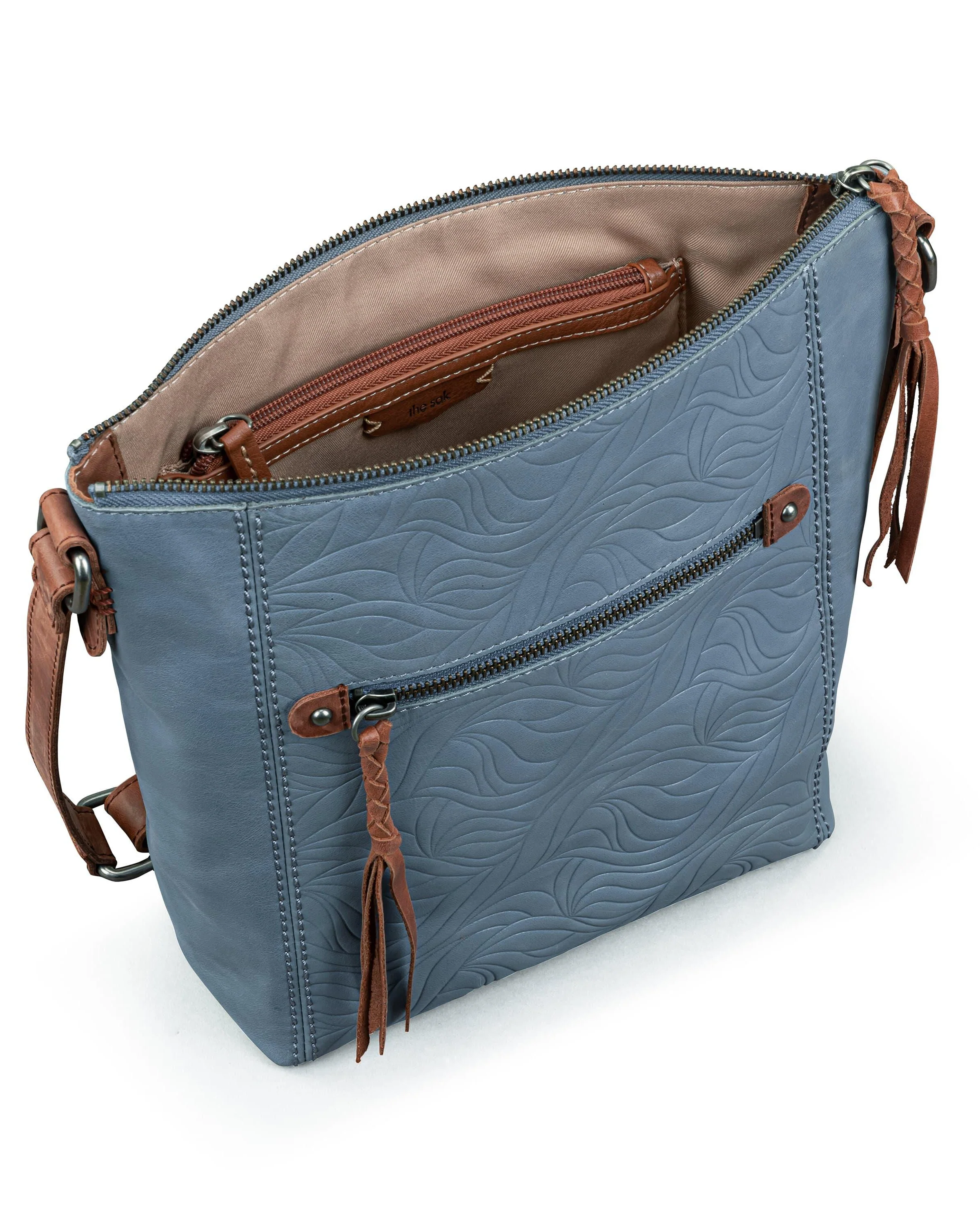 Ashland Crossbody - Leather - Maritime Wave Embossed - Mycitystee