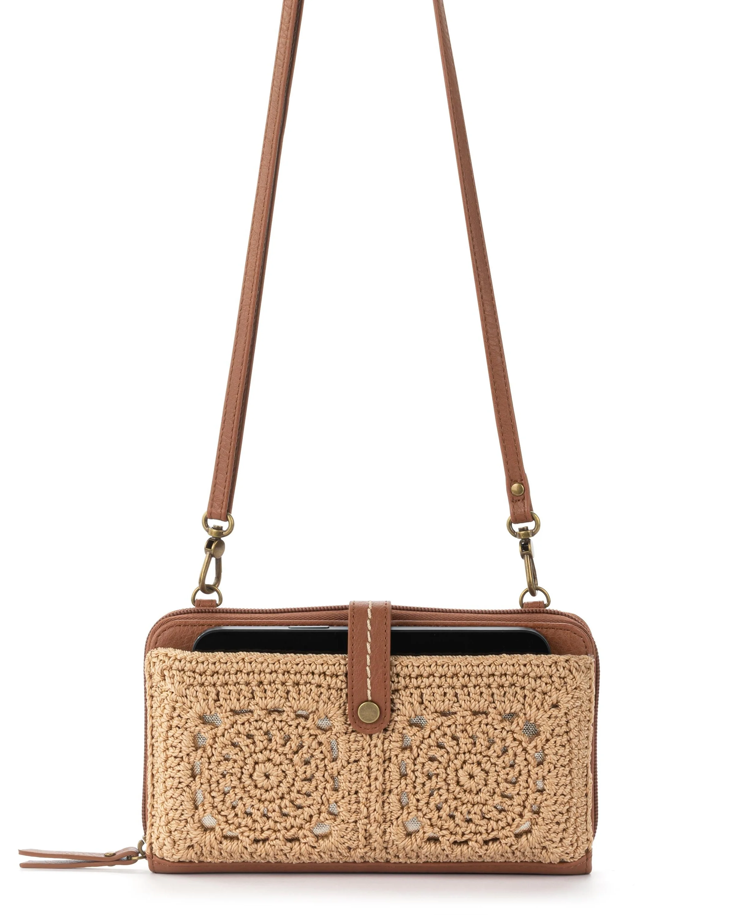 Iris Smartphone Wallet - Hand Crochet - Bamboo Medallion - Mycitystee