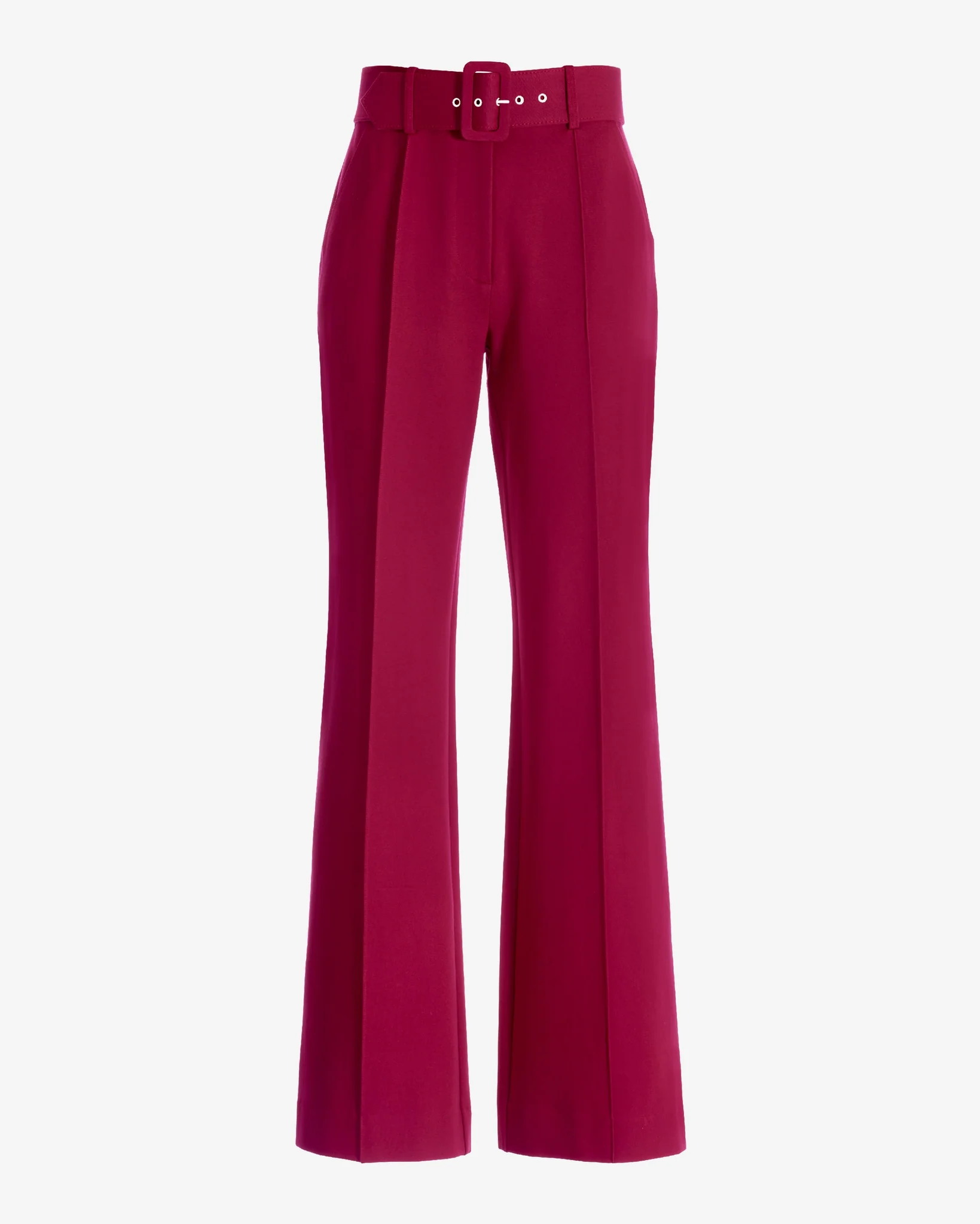 Malibu Belted Ponte High Waist Wide Leg Trouser Pant Rumba Red - Mycitystee