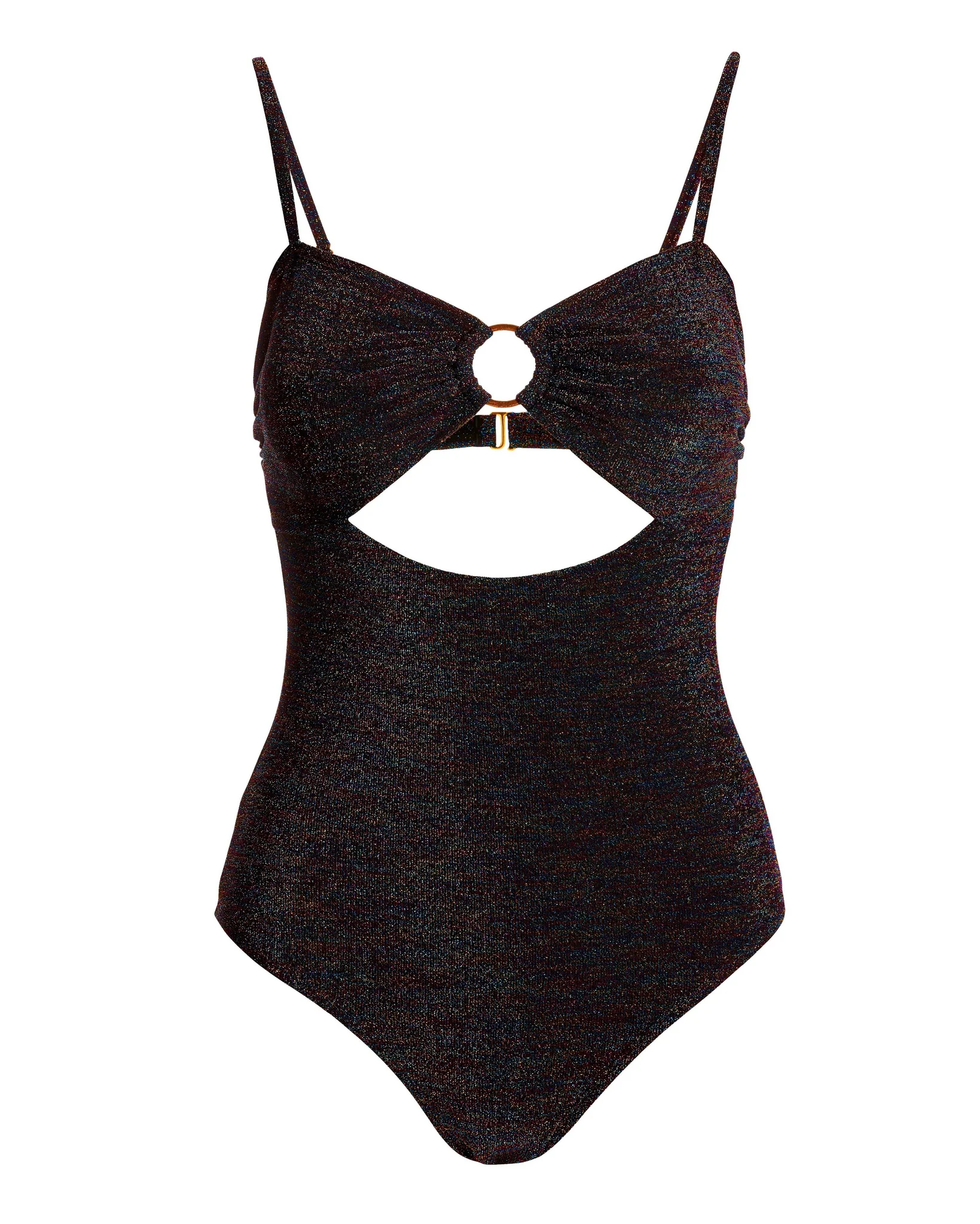 Multicolor Shimmer Sweetheart Ring One-Piece Swimsuit Black Multi - Mycitystee