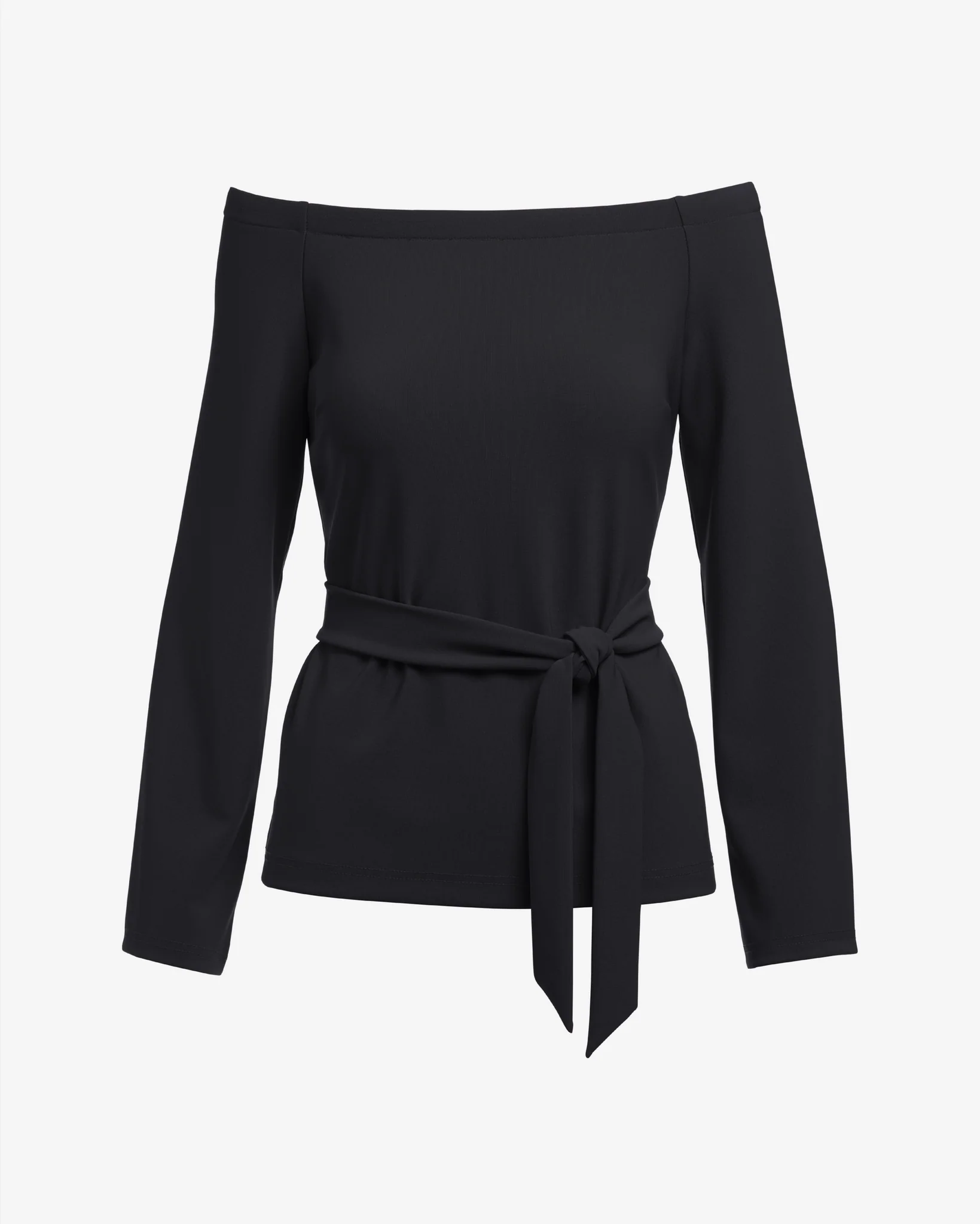 Beyond Travel Belted Off The Shoulder Top Jet Black - Mycitystee