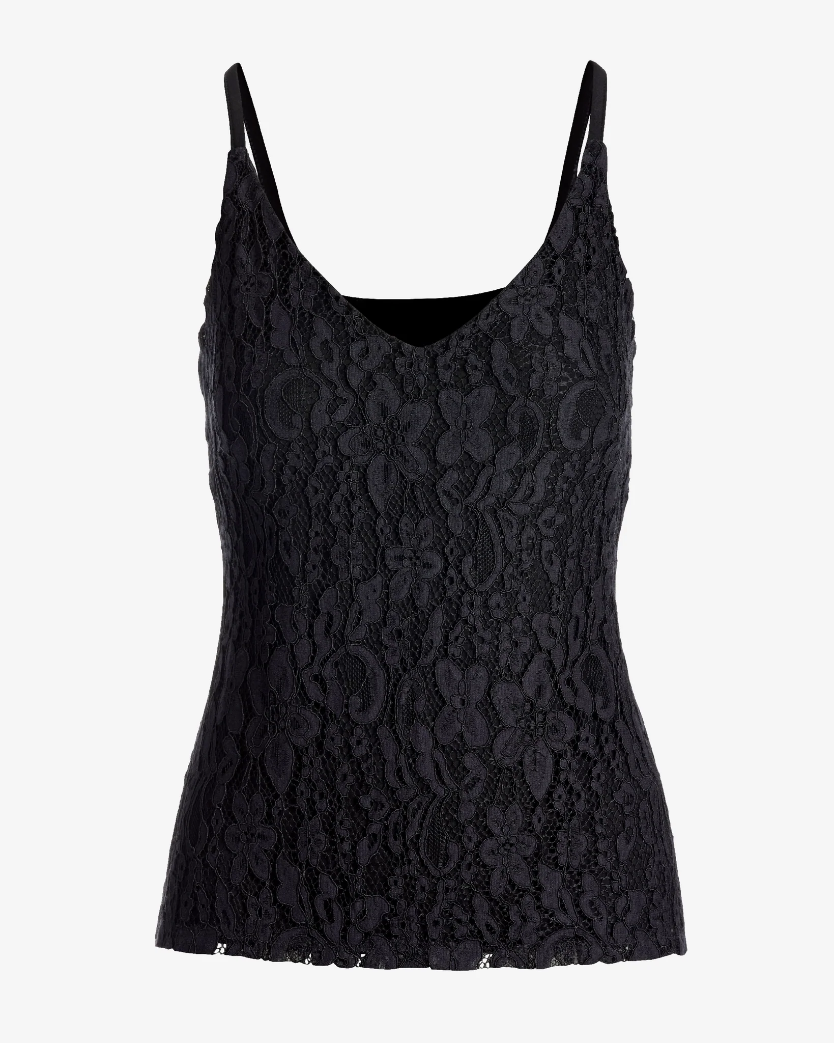 Lace Front V-Neck Cami Top Proper Black - Mycitystee