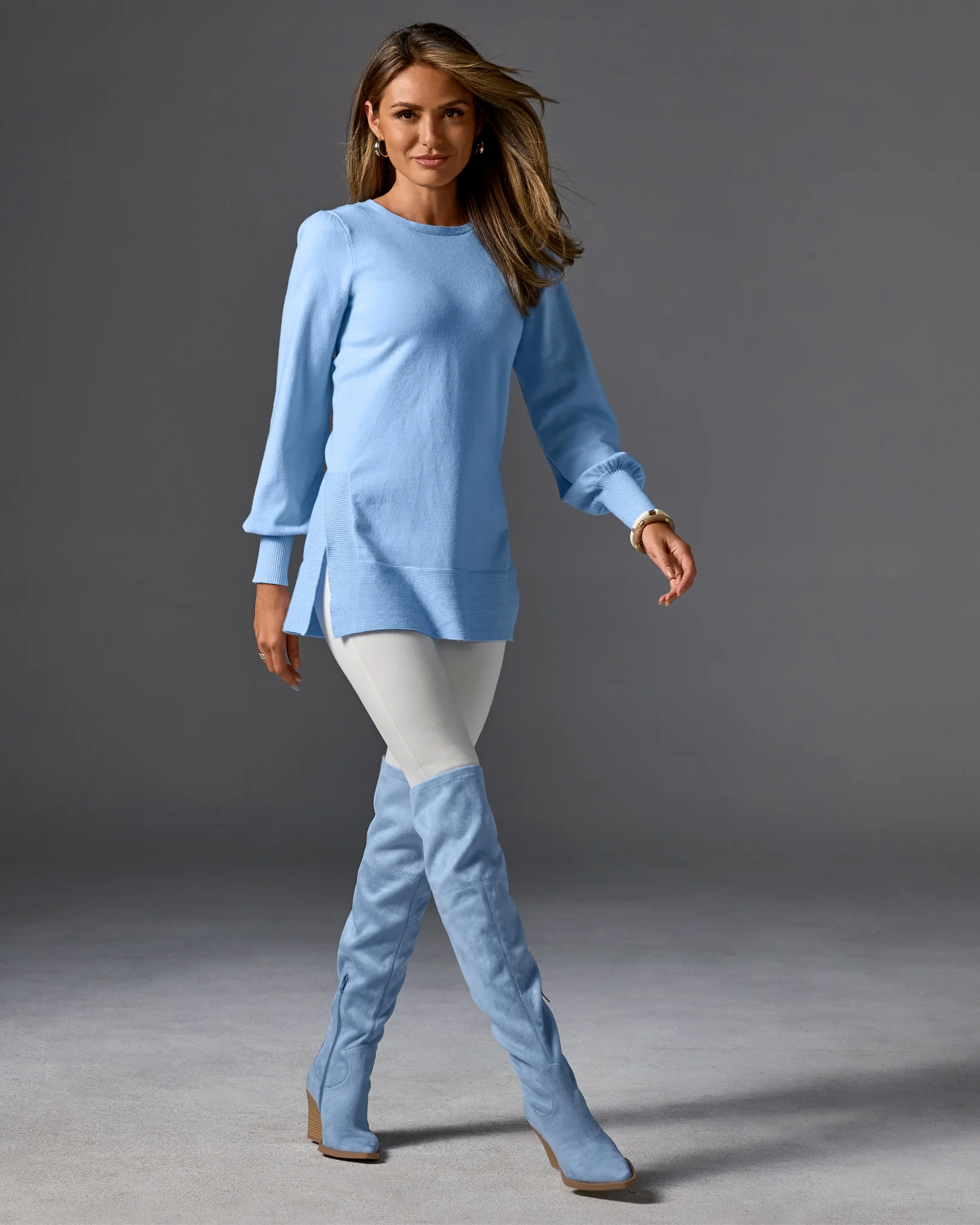 Over The Knee Western Boot Blue - Mycitystee