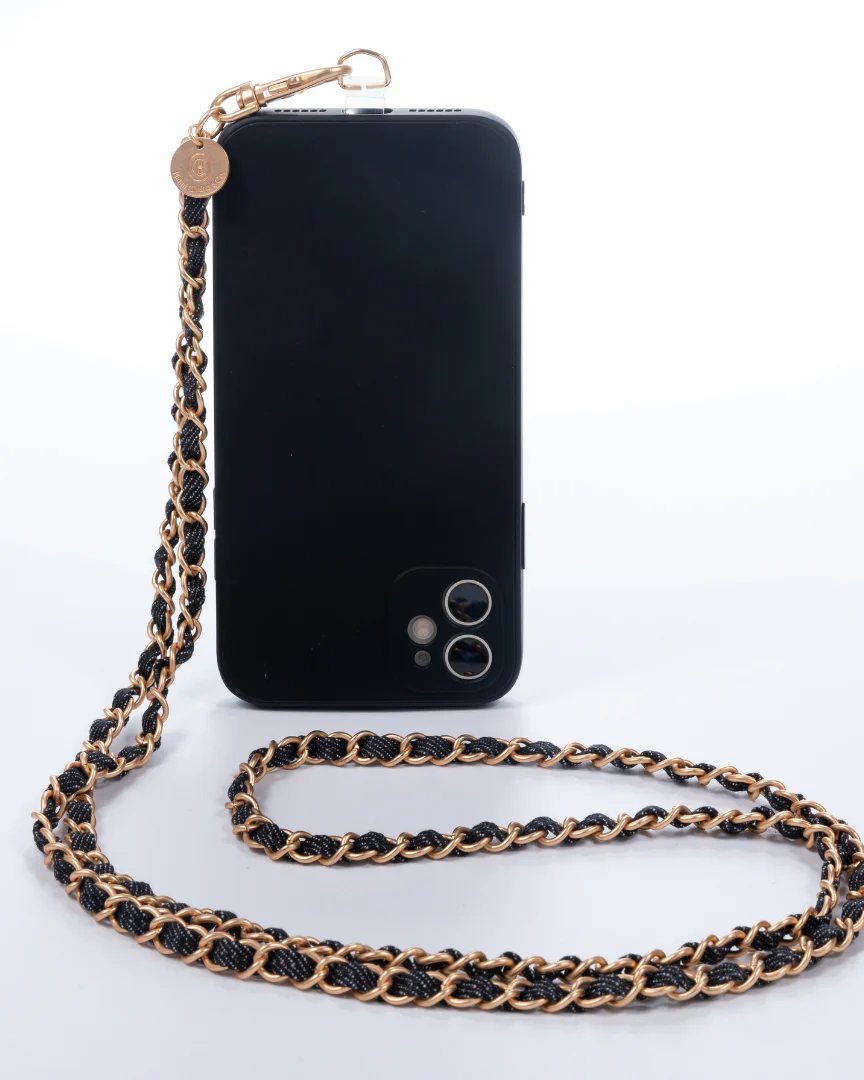 Dark Denim x Matte Gold Crossbody Phone Chain - Mycitystee