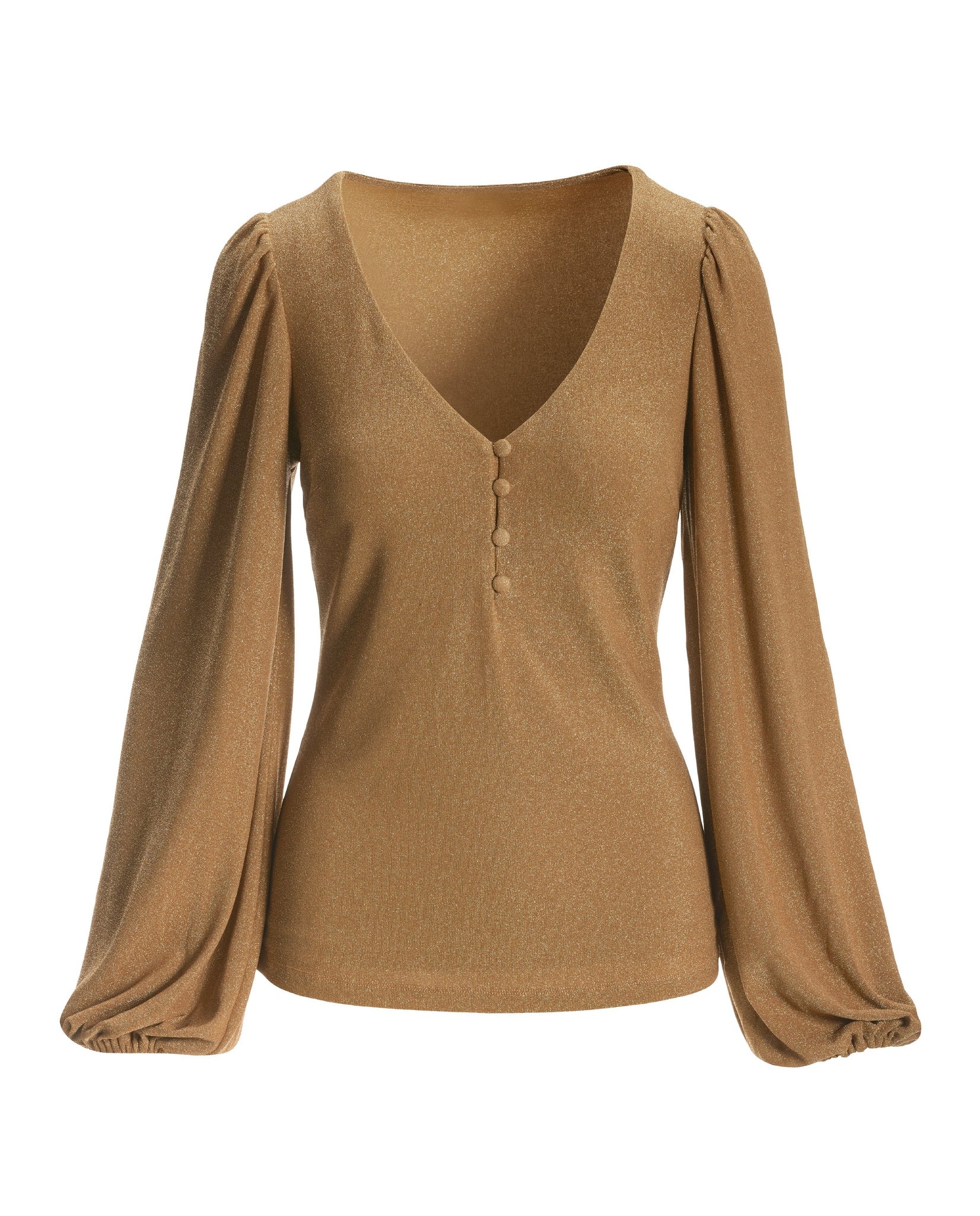 Metallic Henley Knit Top Gold - Mycitystee